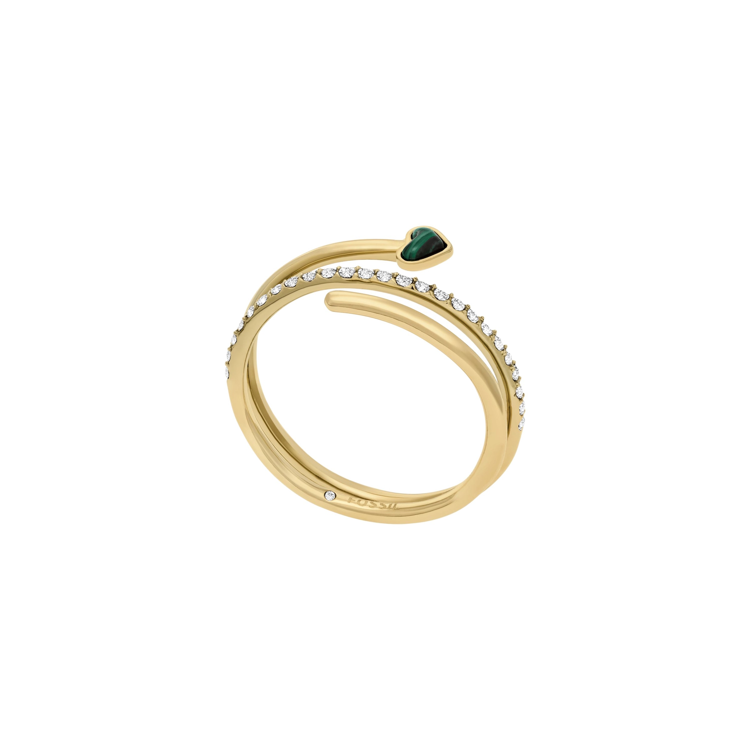 Fossil Fingerring »Schmuck Geschenk Edelstahl Ring JEWELRY Herz, JF04860710«, mit Glasstein, Malachit