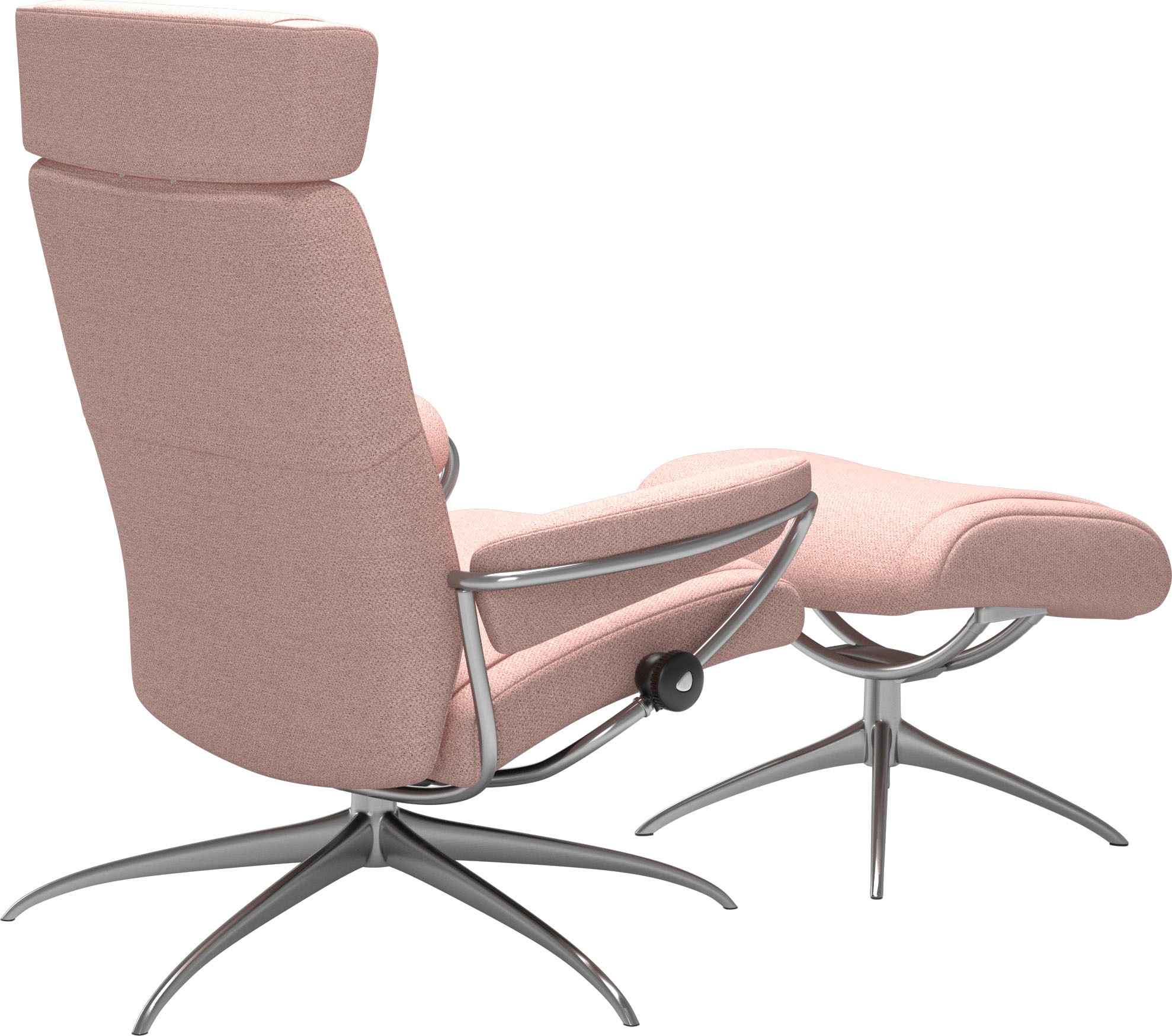 Stressless® Relaxsessel »Paris«, (Set, Relaxsessel mit Hocker), mit Hocker, Low Back mit Kopfstütze, mit Star Base, Gestell Chrom