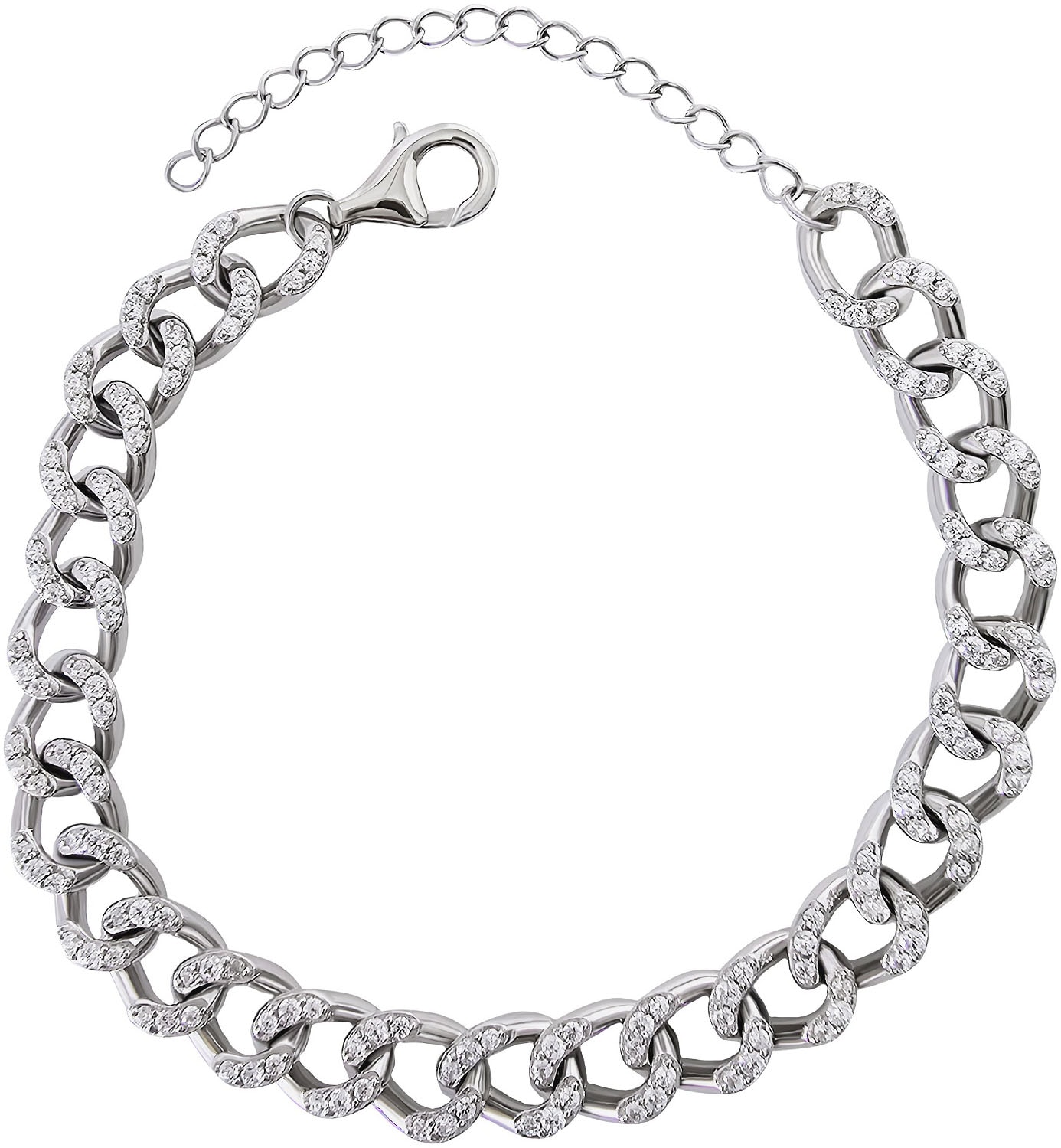 Firetti Armband »Schmuck Geschenk Silber 925 Armschmuck Armkette Panzerkette«, mit Zirkonia (synth.)