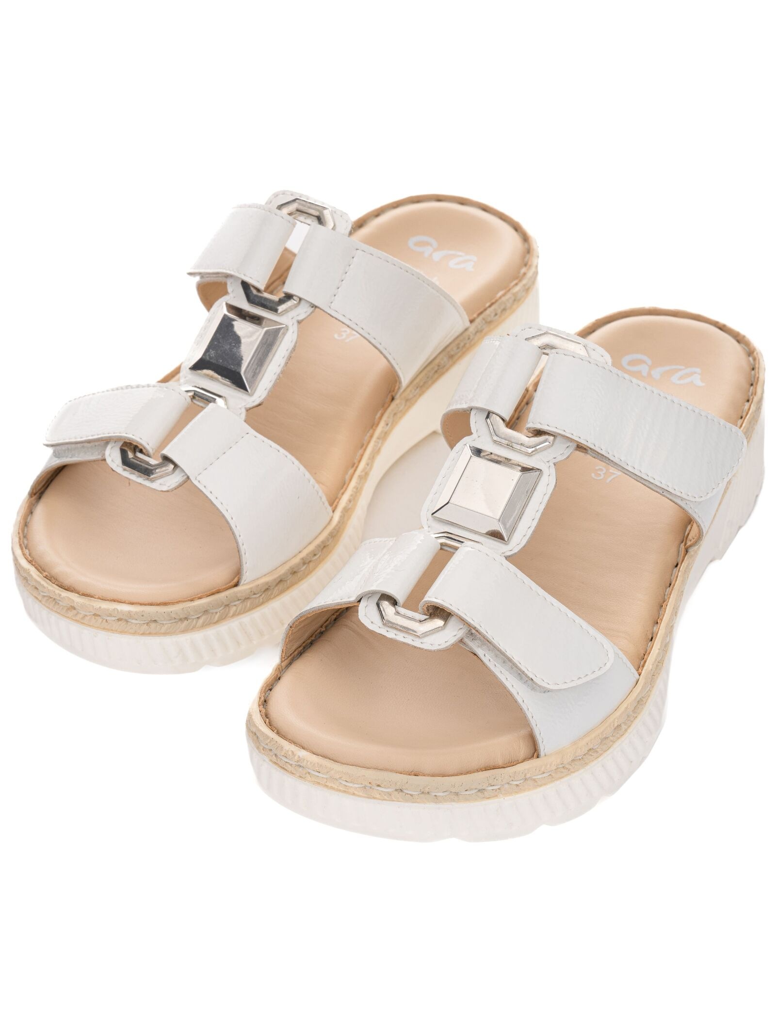 Pantolette ARA "Ara Pantoletten Leder", Damen, Gr. 39, weiß, Leder, Schuhe Pantolette 3