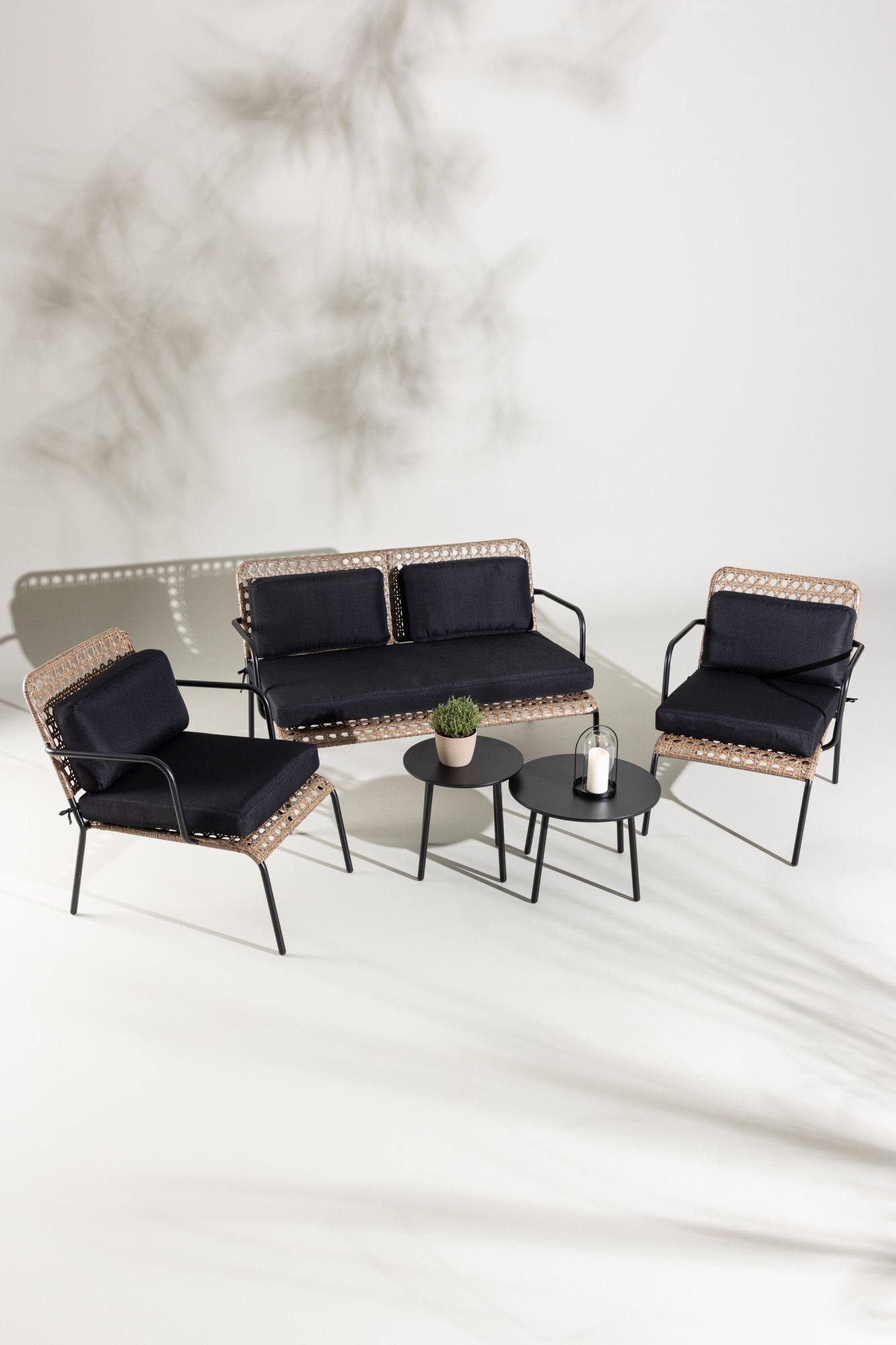 Venture Home Gartenlounge-Set "Paola, großzügiges Outdoor-Set für hohen Sitzkomfort" 5 tlg. Loungemöbel rund, Stoffbezug, angenehm, wetterfest