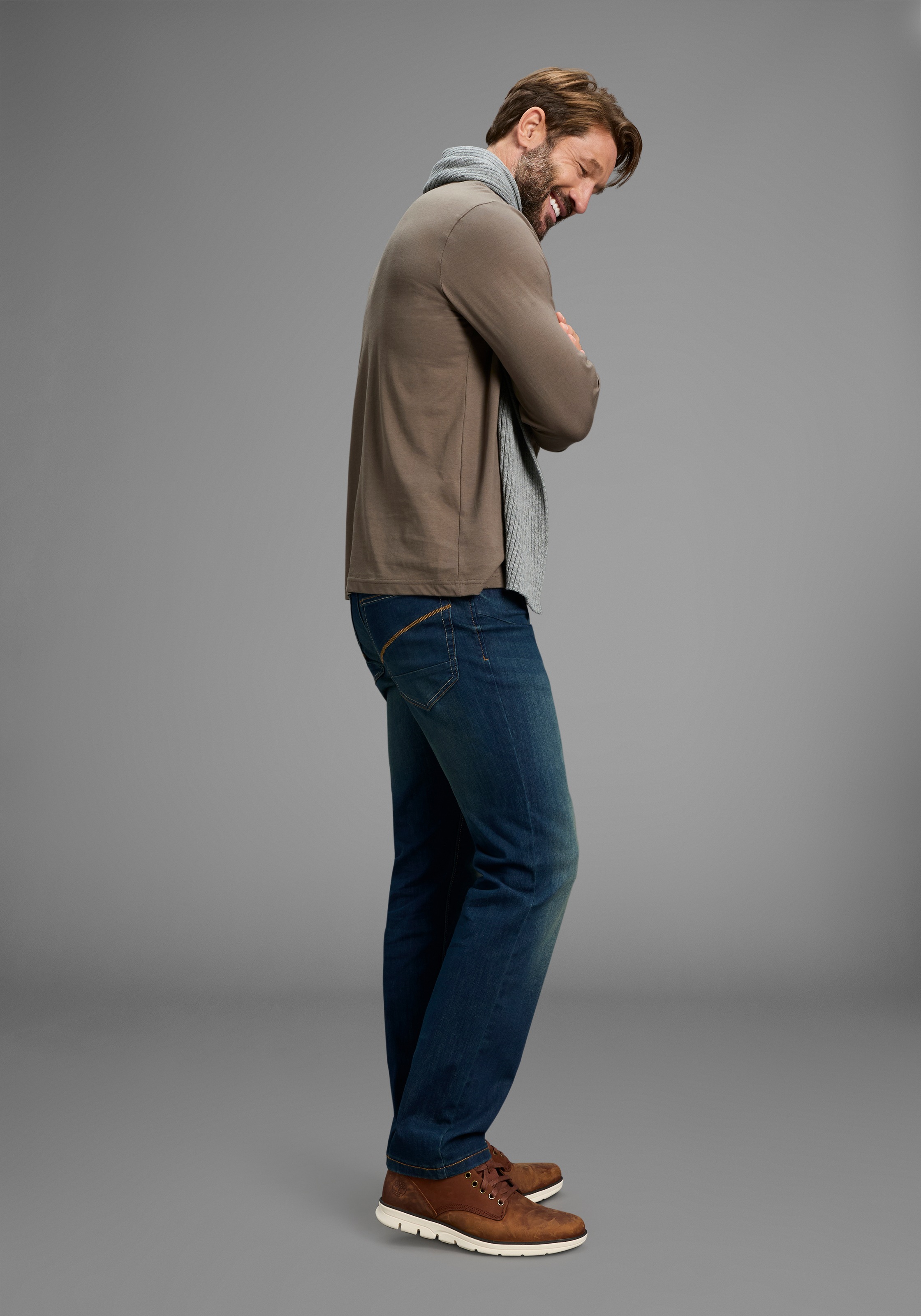 Straight-Jeans ARIZONA, Herren, Gr. 30, N + U Gr, dunkelblau used, Denim/Jeans, Obermaterial: 78% Baumwolle, 20% Polyester, 2% Elasthan, unifarben, straight fit lang, Jeans Straight-Jeans, gerades Bein, mit Eingrifftaschen, Gesäßtaschen und Coinpocket 3