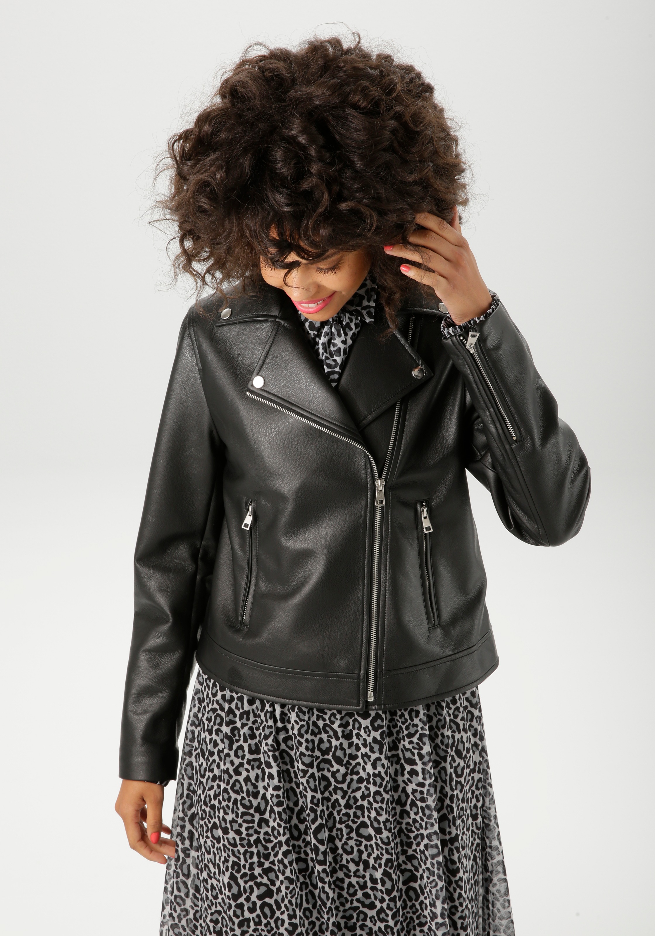 Aniston CASUAL Lederimitatjacke im Biker-Style günstig online kaufen