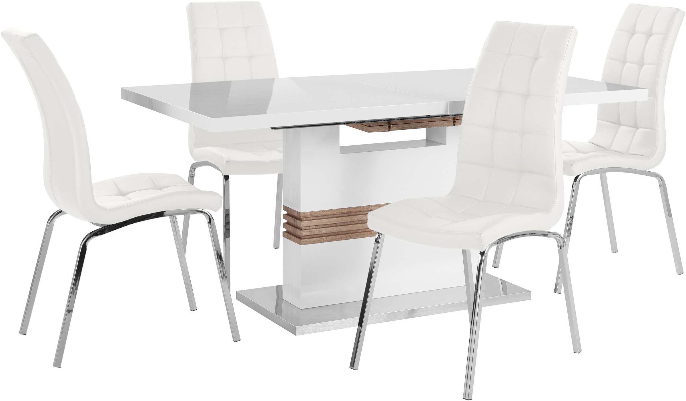 INOSIGN Essgruppe "Perez/Lila" Set, 5 Stk. tlg. mit 4 Stühlen, Tisch auszie günstig online kaufen