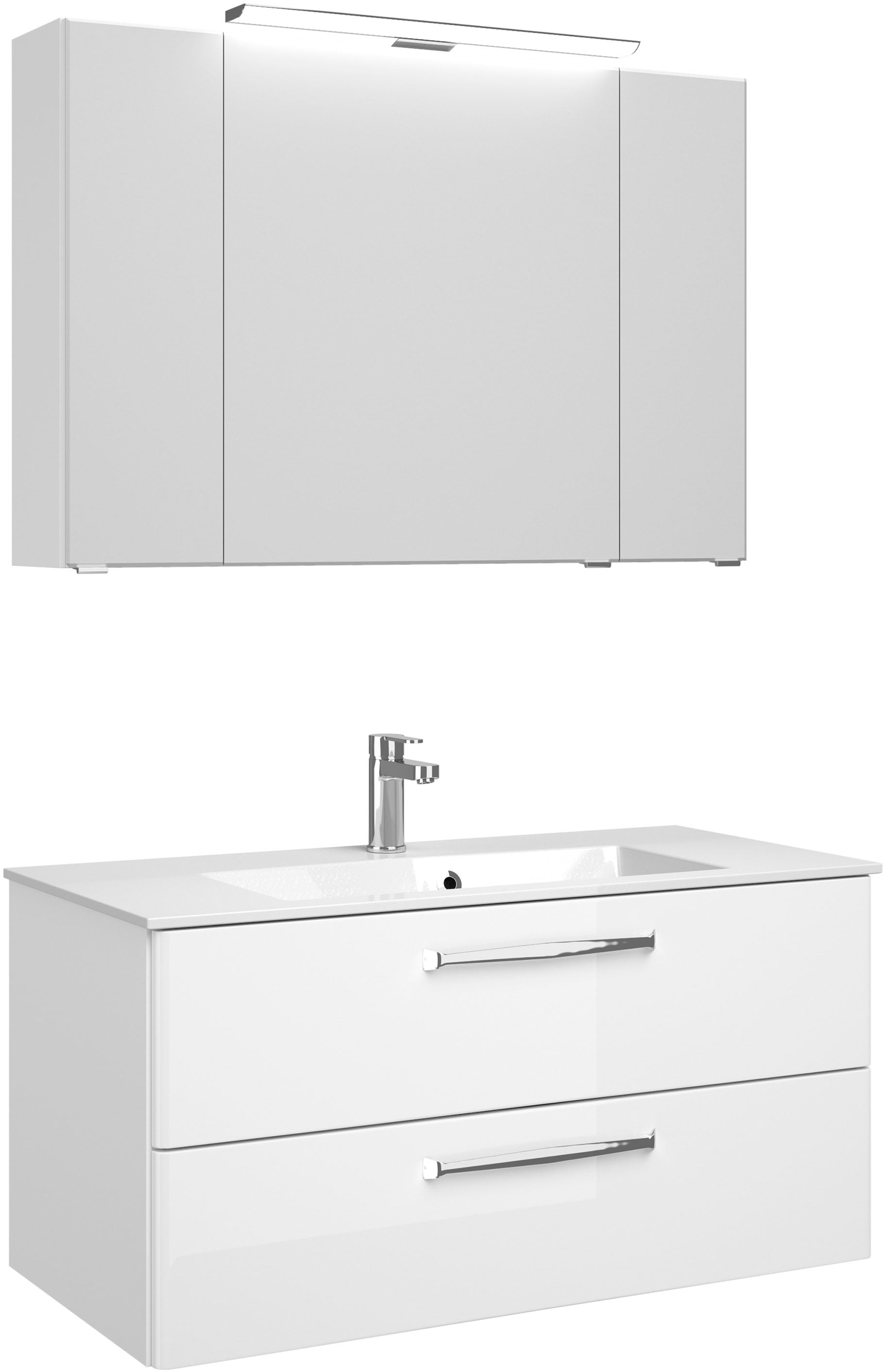 Saphir Badmöbel-Set "Trentino 2-tlg Mineralmarmor-Waschtisch, Spiegelschran günstig online kaufen