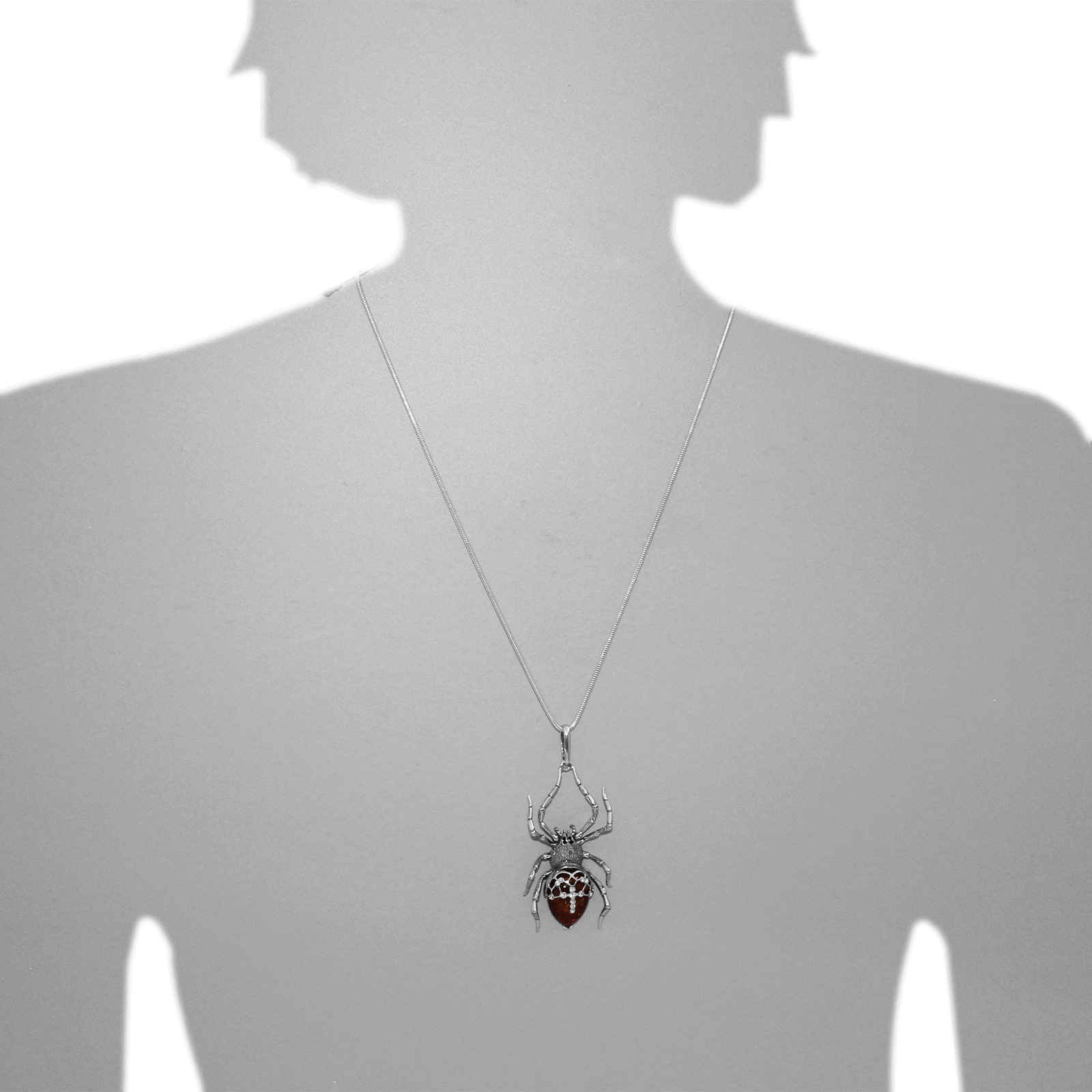 OSTSEE-SCHMUCK Kettenanhänger »- Spinne - Silber 925/000 - Bernstein&Schmuckstein«