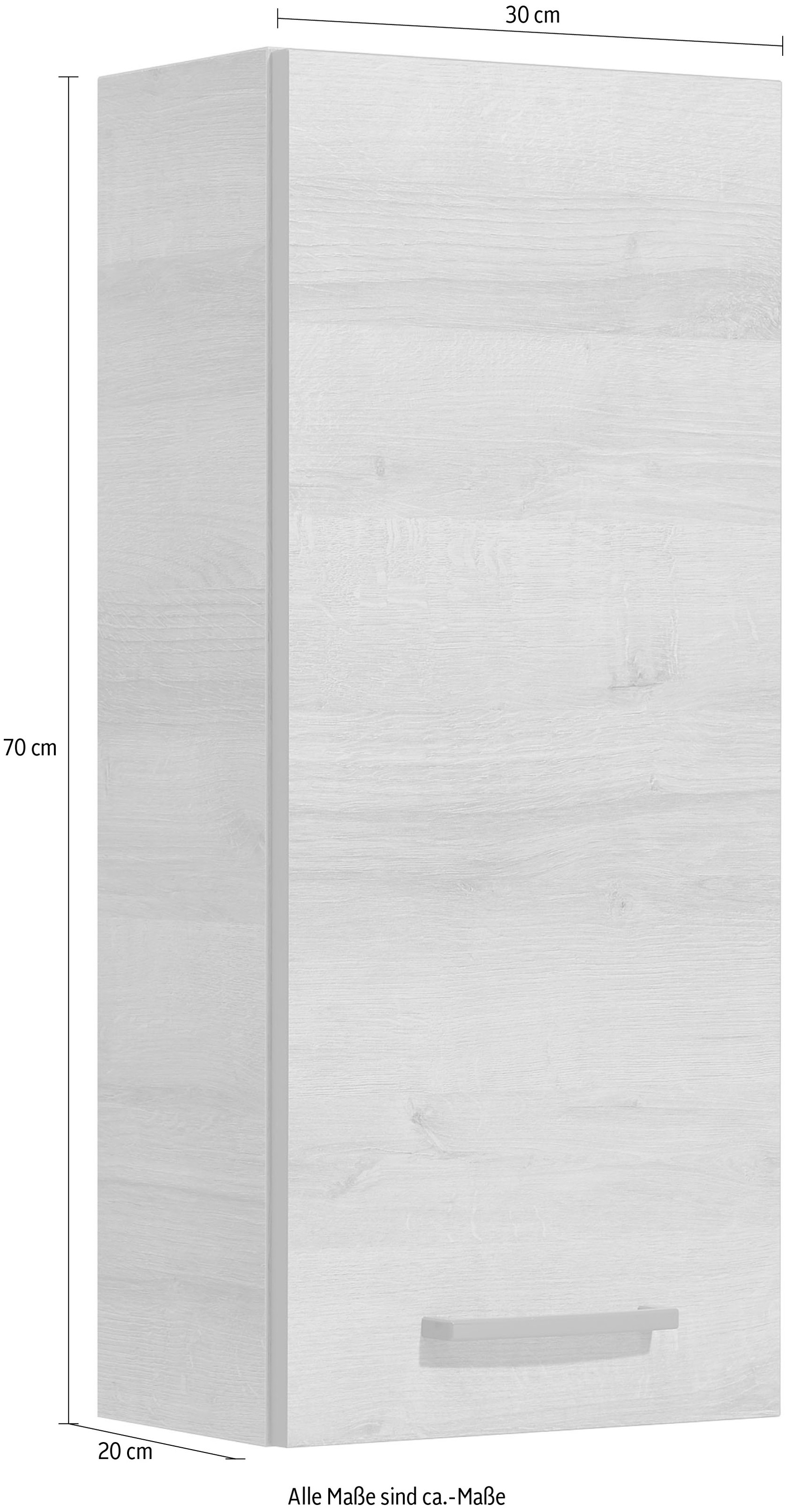 Saphir Hängeschrank »Quickset 919 Badschrank 30 cm breit mit 1 Tür und 2 Glas-Einlegeböden«, Badezimmer-Hängeschrank inkl. Türdämpfer, Griffe in Grau