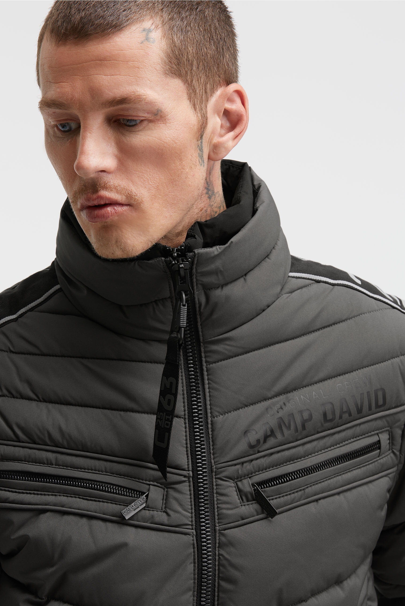 CAMP DAVID Winterjacke ohne Kapuze mit Rippbündchen im Ärmel