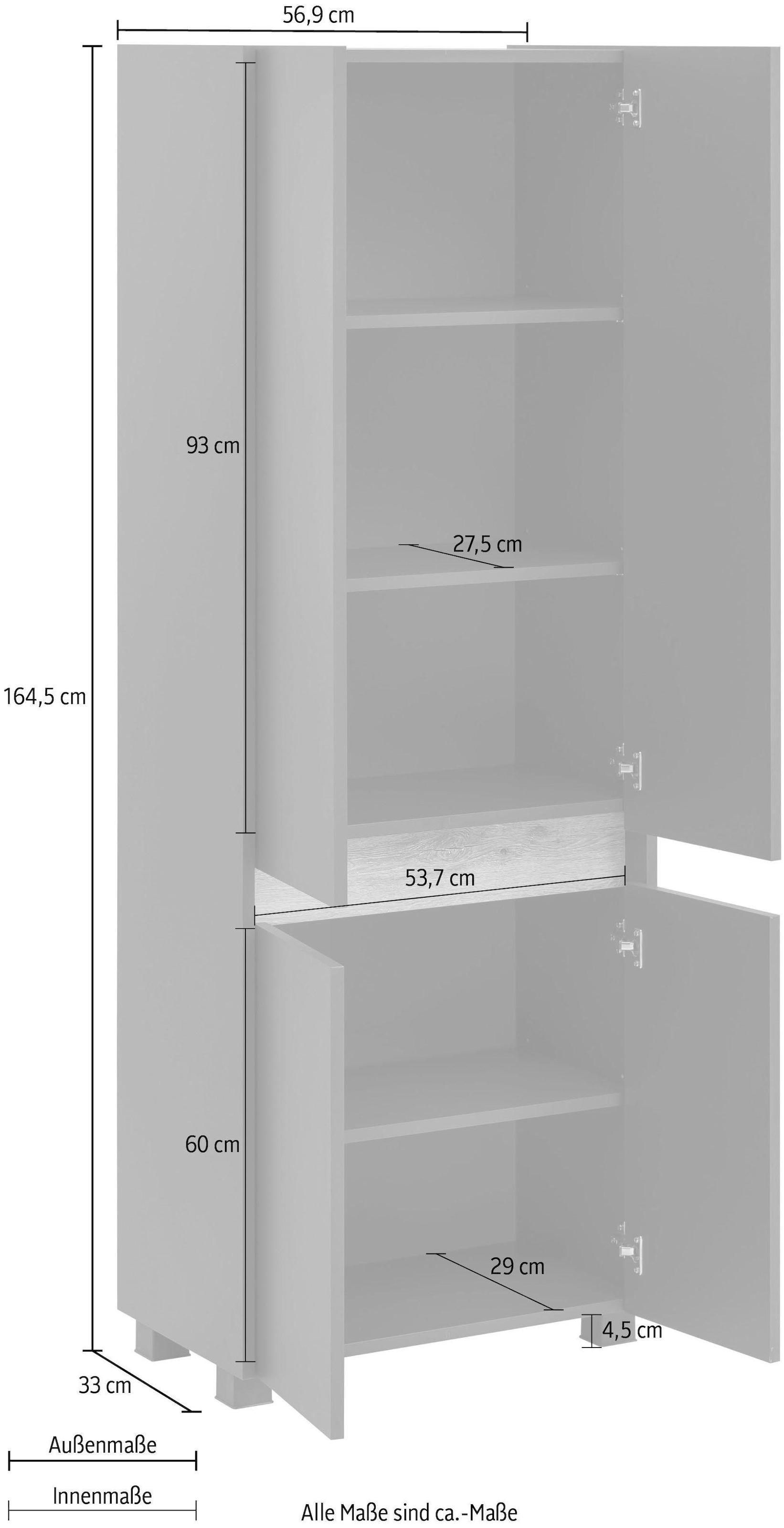 »Cosmo«, BAUR Wildeiche-Look Hochschrank | Badezimmerschrank, Schildmeyer 57 kaufen Breite Blende modernen cm, im