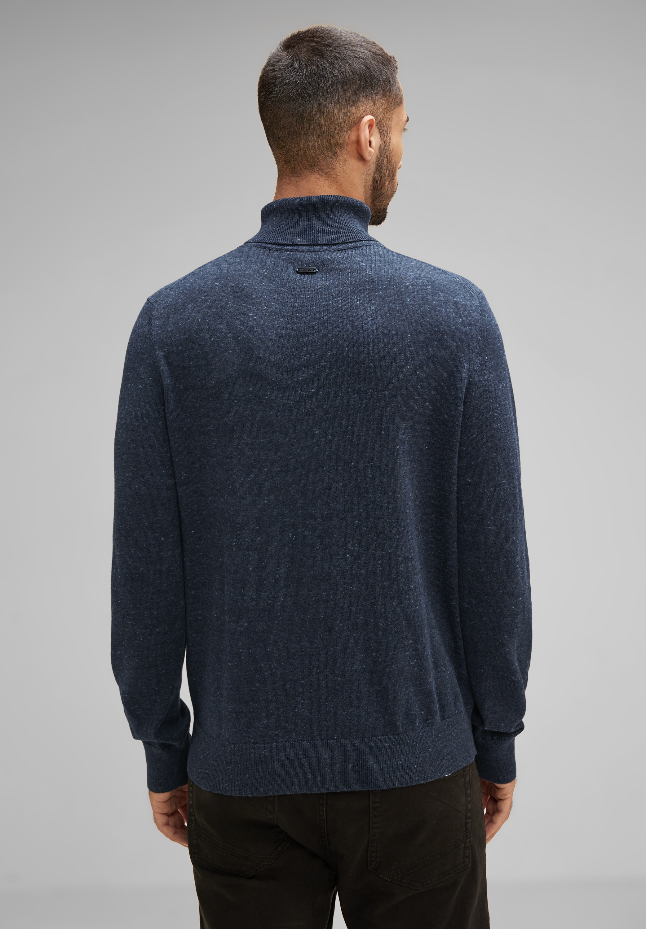 STREET ONE MEN Rollkragenpullover, in Melange Optik