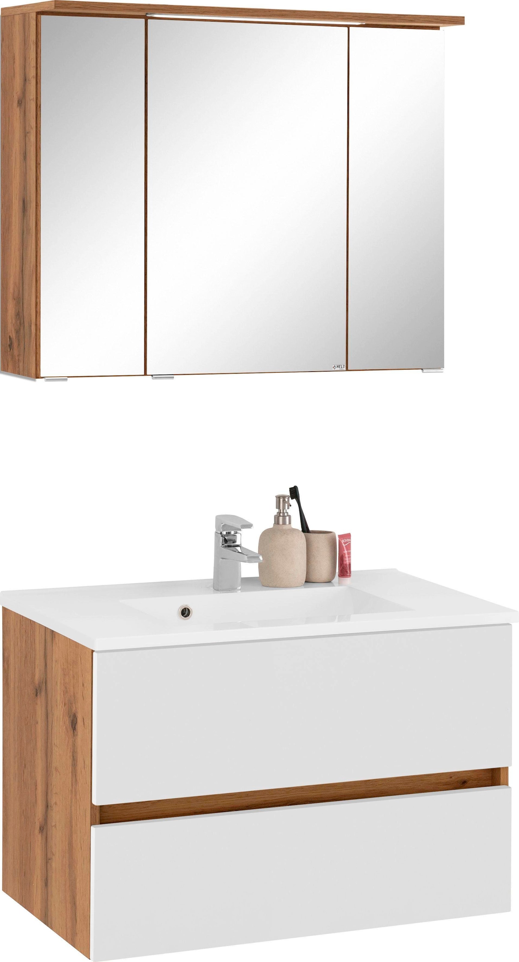 HELD MÖBEL Badmöbel-Set »Lucca«, (2 St.), Breite 80 cm, mit direkter LED-Beleuchtung kaufen