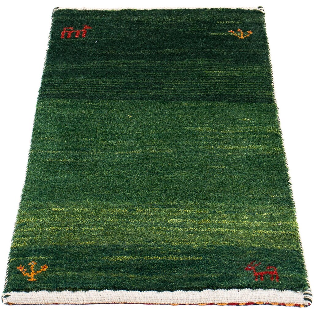 morgenland Wollteppich »Gabbeh - Loribaft Perser - 85 x 40 cm - grün«, rechteckig