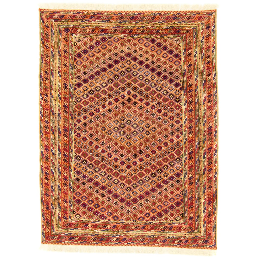 morgenland Wollteppich »Kelim Afghan Teppich handgewebt orange«, rechteckig, Kurzflor