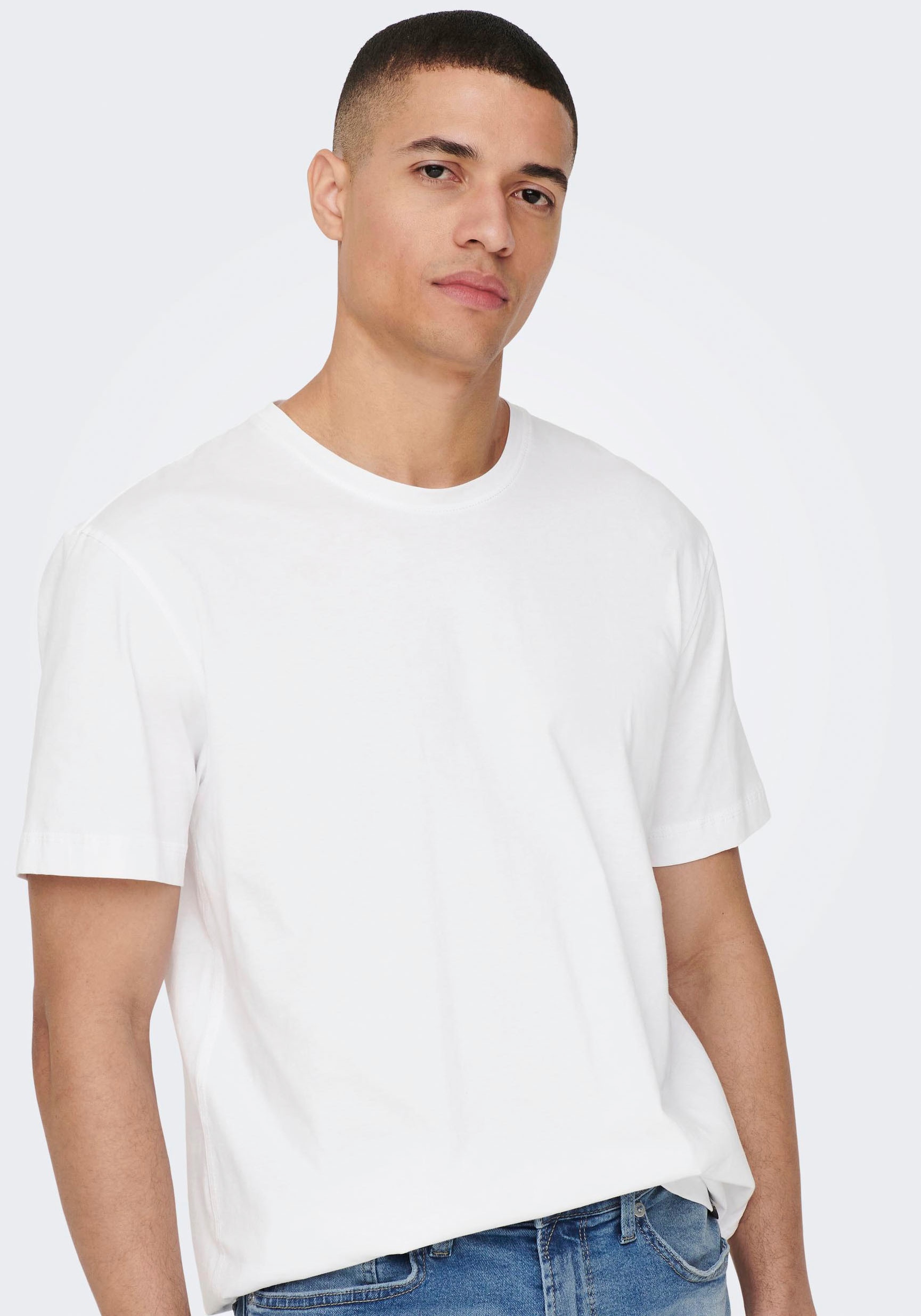 ONLY & SONS Rundhalsshirt »ONSMAX LIFE REG SS STITCH TEE«