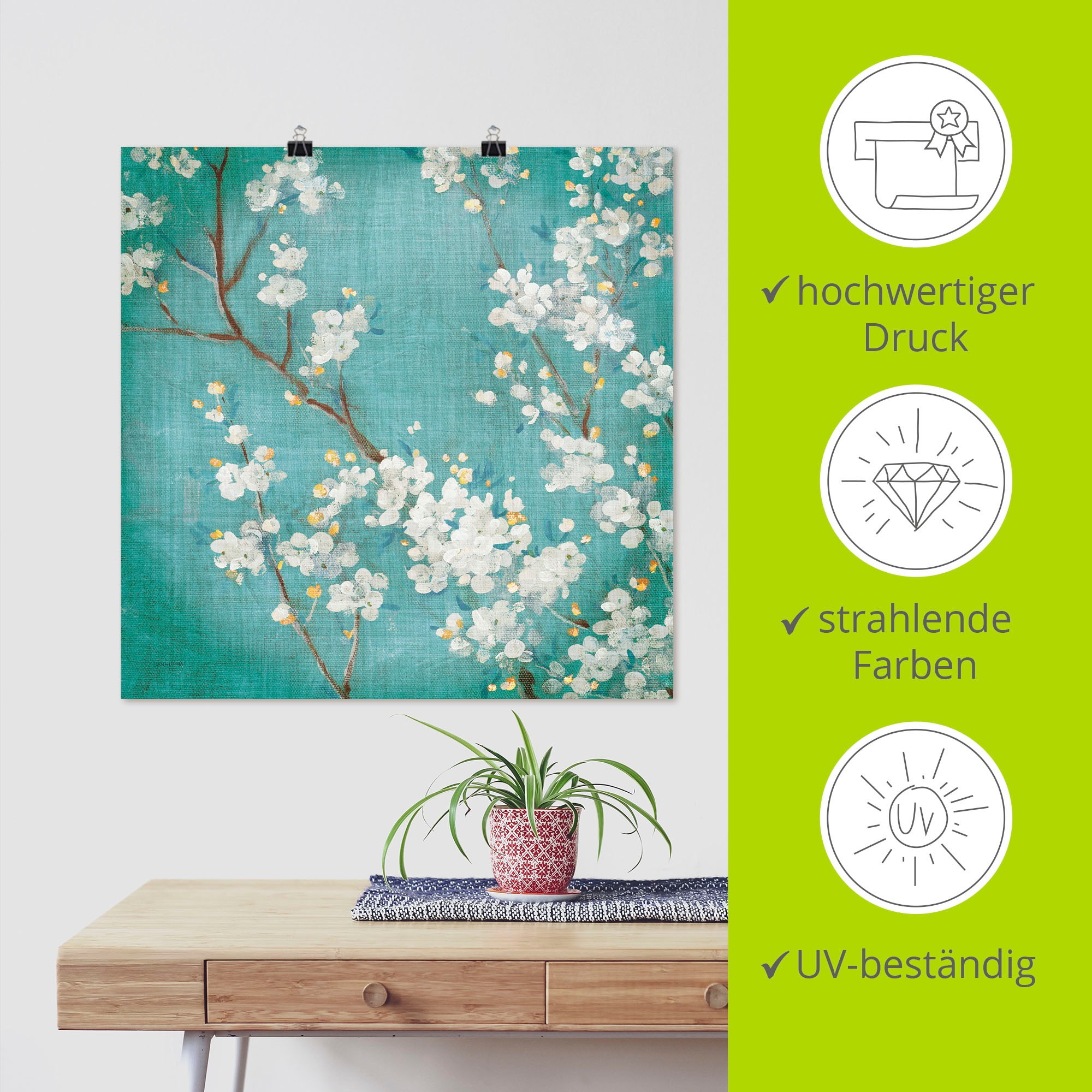 Artland Wandbild »Weiße Kirschblüten II«, Blumen, (1 St.), als Leinwandbild, Poster in verschied. Größen