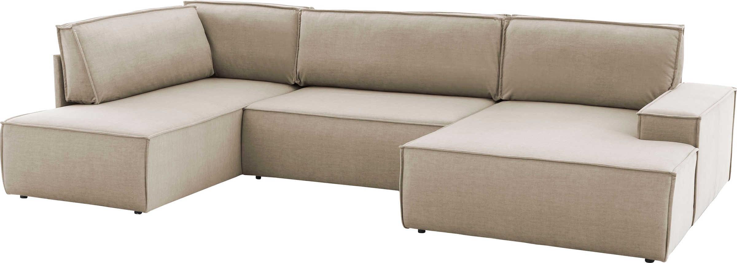 Home affaire Wohnlandschaft »SHERWOOD XXL 329 cm, U-Form, Schlafsofa,«, Schlaffunktion m. Bettkasten (194x139 cm), Cord, Vintage, Samtvelours