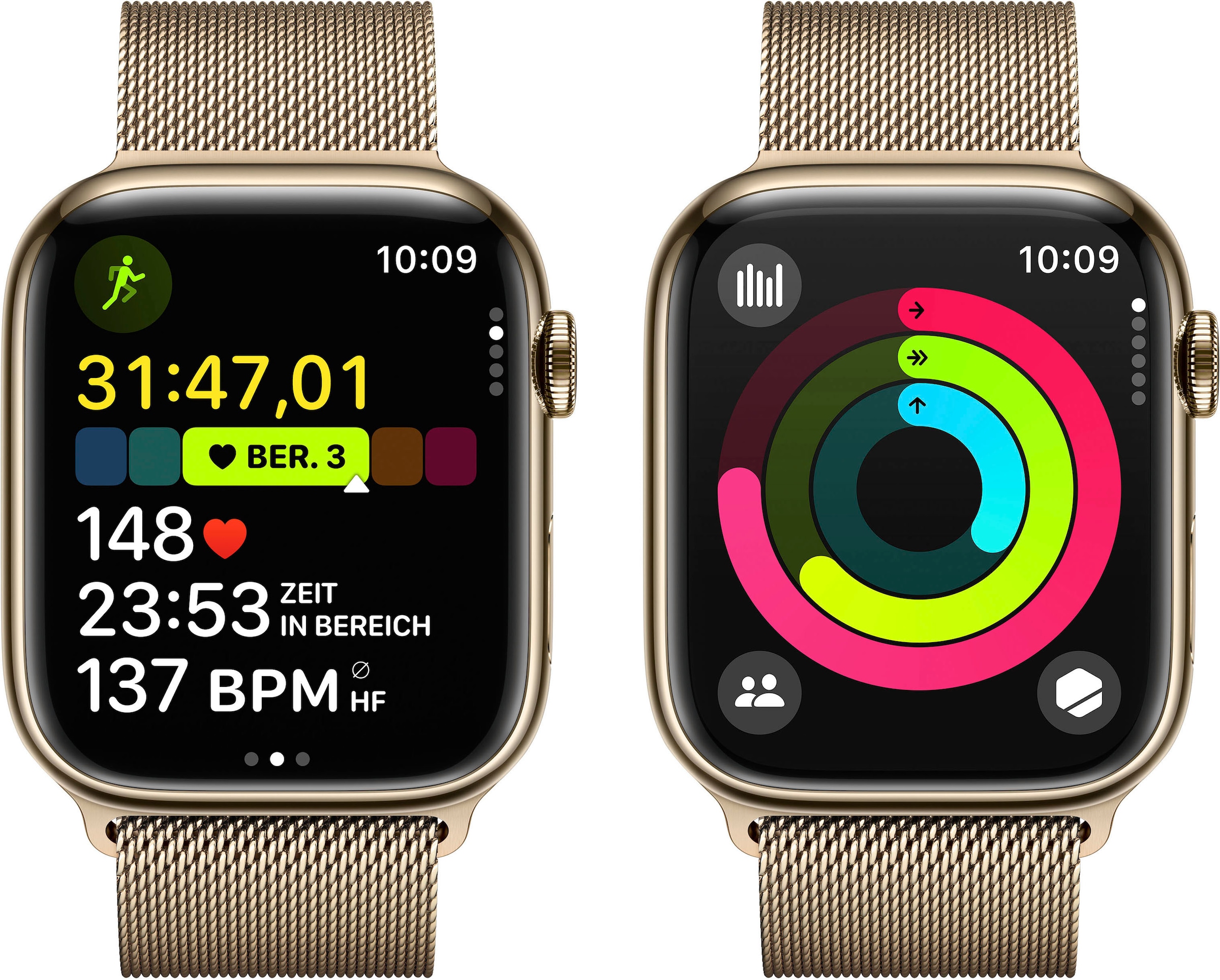 Apple Smartwatch »Watch Series Cellular + BAUR Stainless | Steel 10) 45mm«, GPS 9 OS (Watch