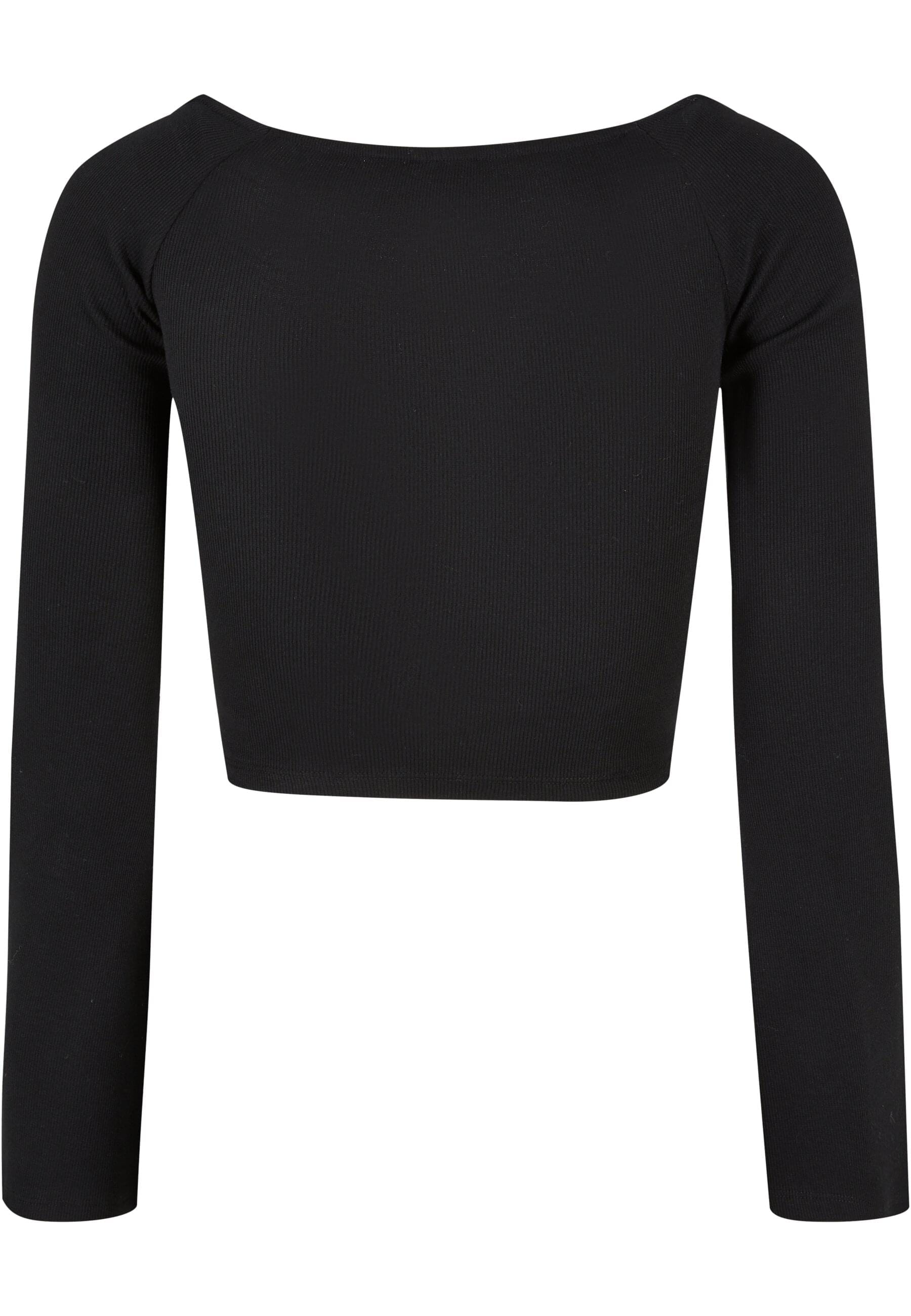 URBAN CLASSICS Langarmshirt »Urban Classics Damen Ladies Short Rib Wide V-Neck Longsleeve«, (1 tlg.)