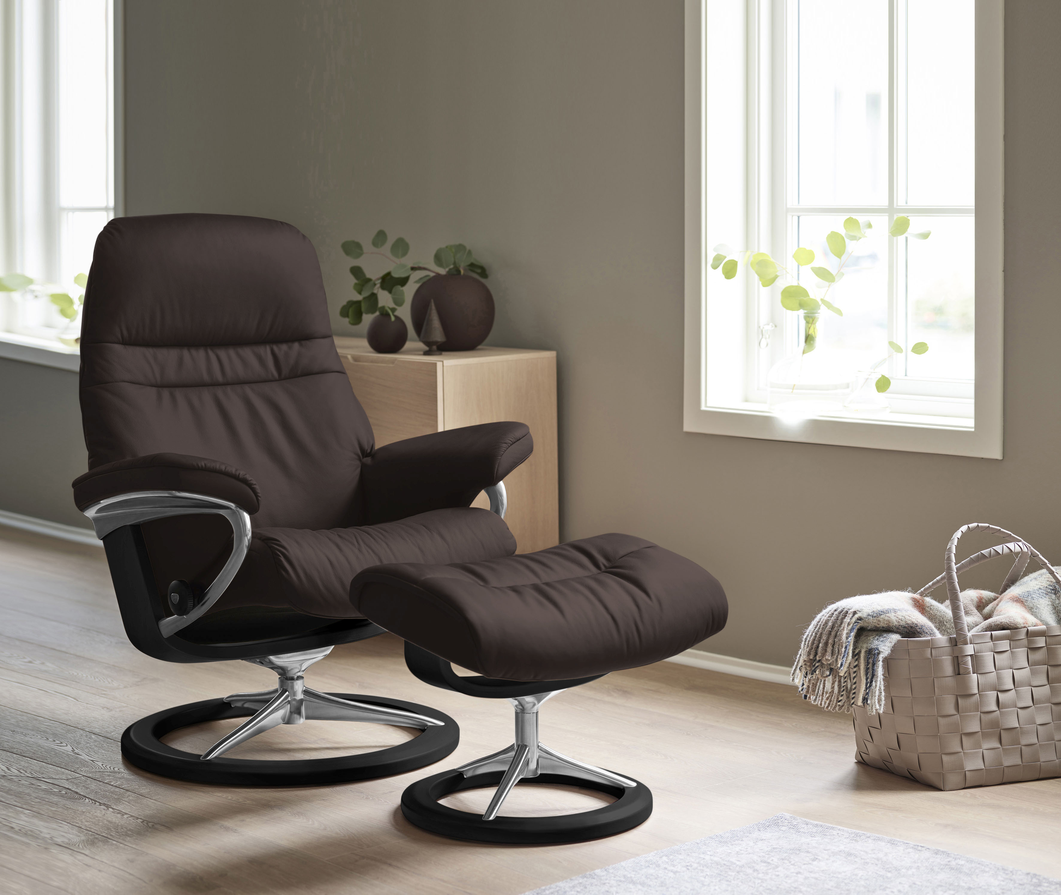 Stressless Relaxsessel "Sunrise" Relaxsessel mit Hocker, mit Signature Base, Größe S, Gestell Schwarz
