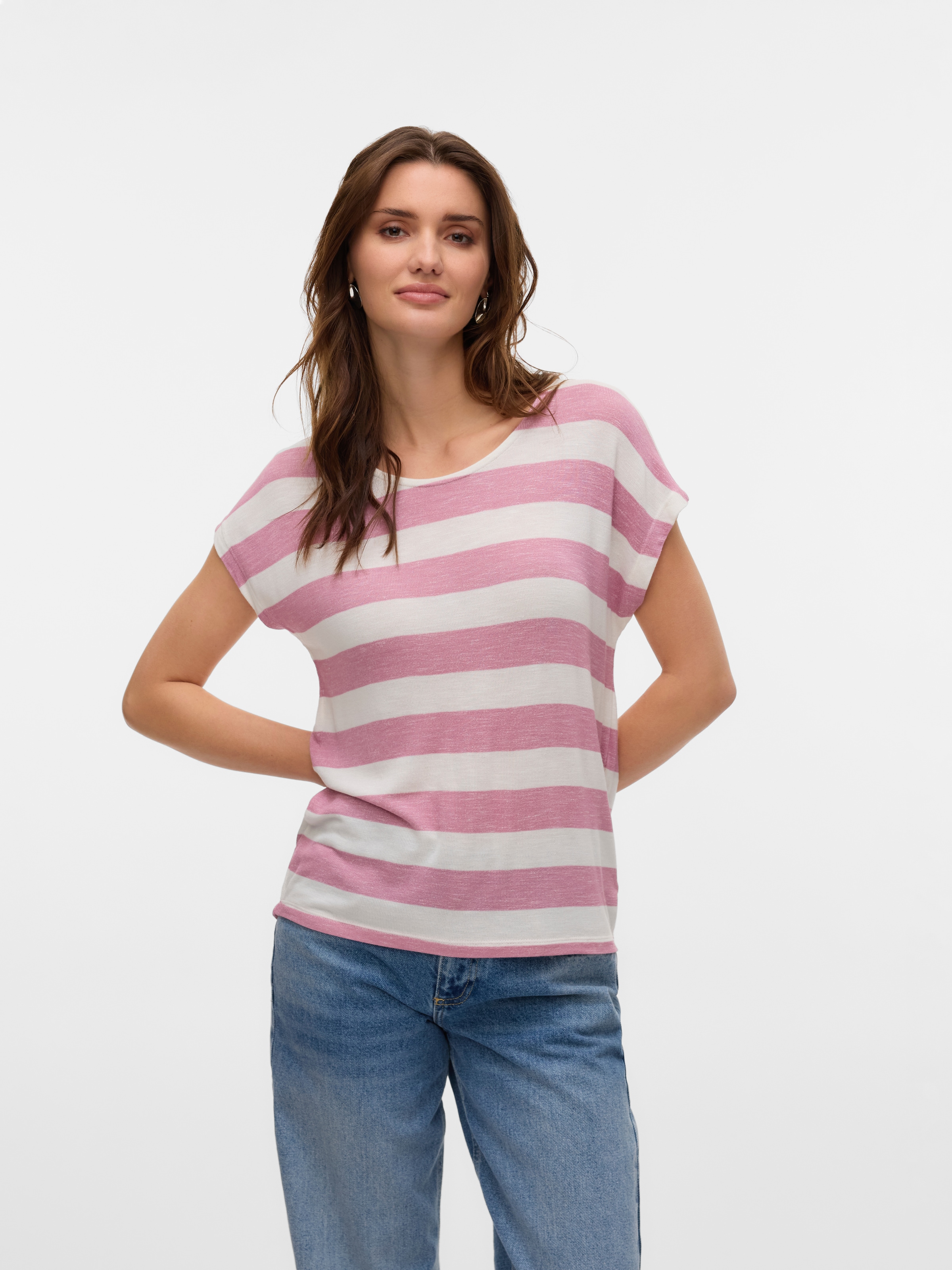 Vero Moda Kurzarmshirt "VMWIDE STRIPE SL TOP GA JRS NOOS" Viskosemischung günstig online kaufen