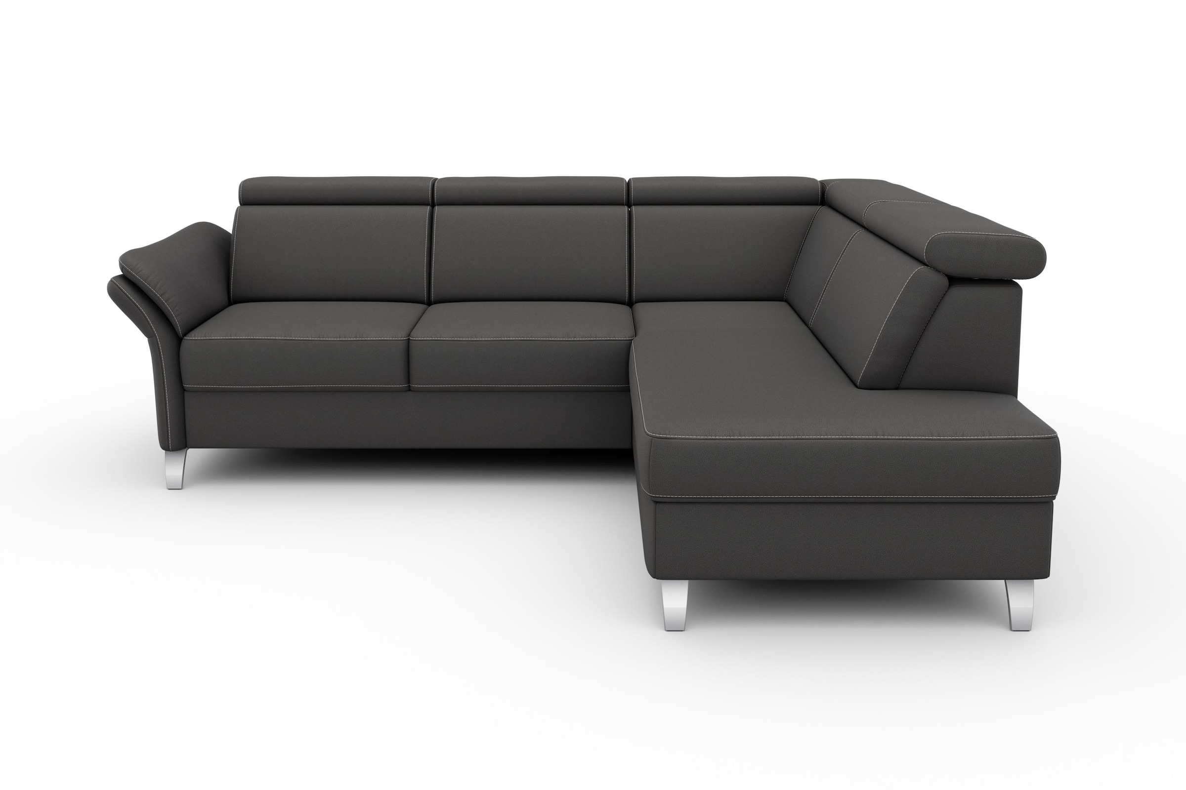 sit&more Ecksofa »Vincenzo L-Form«, inklusive Kopfteilverstellung, wahlweise mit Bettfunktion, Bettkasten