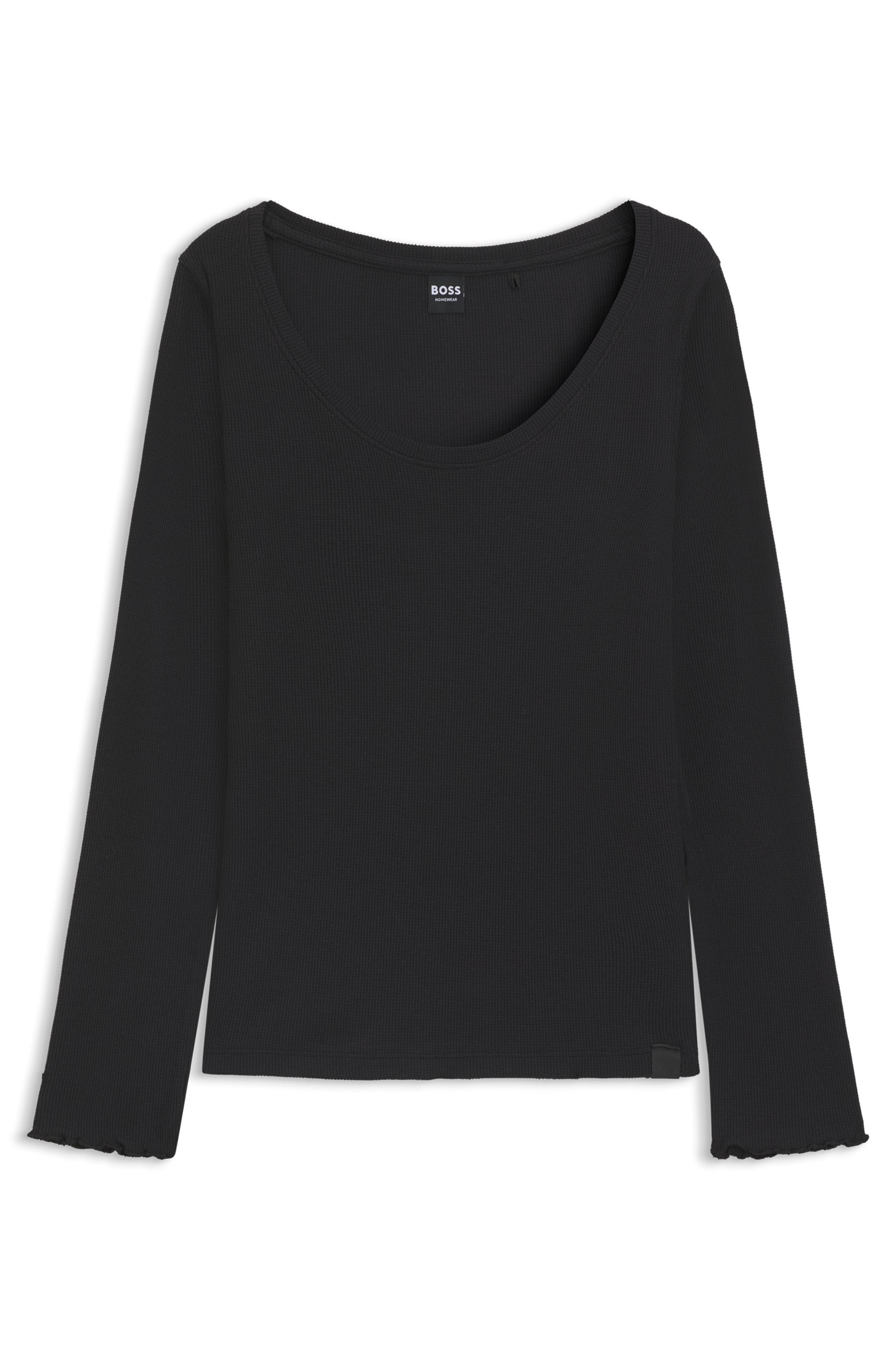 BOSS Pyjamaoberteil »Cosy Waffle« Langarmshirt aus softem Baumwoll-Mix mit Waffelstruktur
