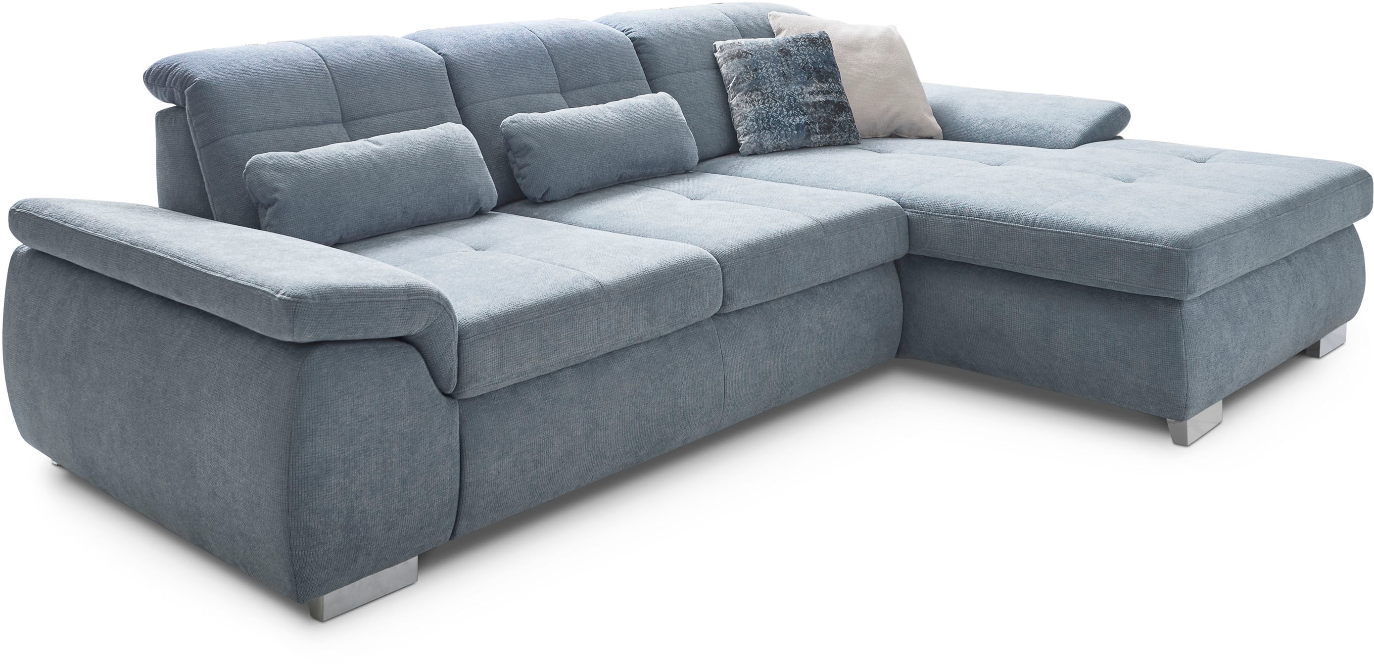 Die PlanBar Ecksofa "MP-IN16037 L-Form, Breite 289 cm, mit Kaltschaum-Polsterung" mit Sitztiefenverstellung & Zierkissen