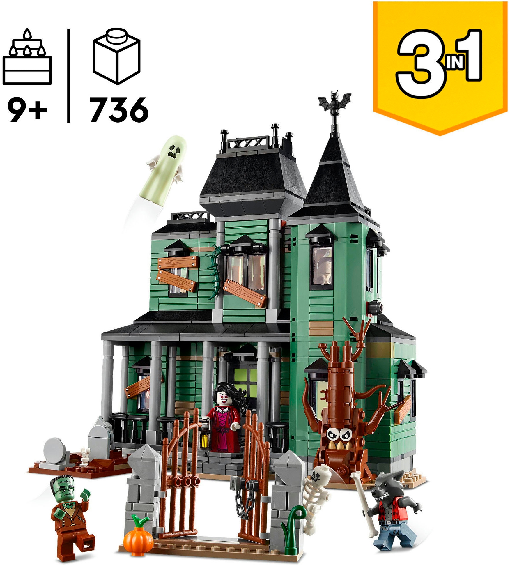 LEGO® Konstruktionsspielsteine »Geisterhaus (31167), LEGO LEGO Creator«, (736 St.), Made in Europe