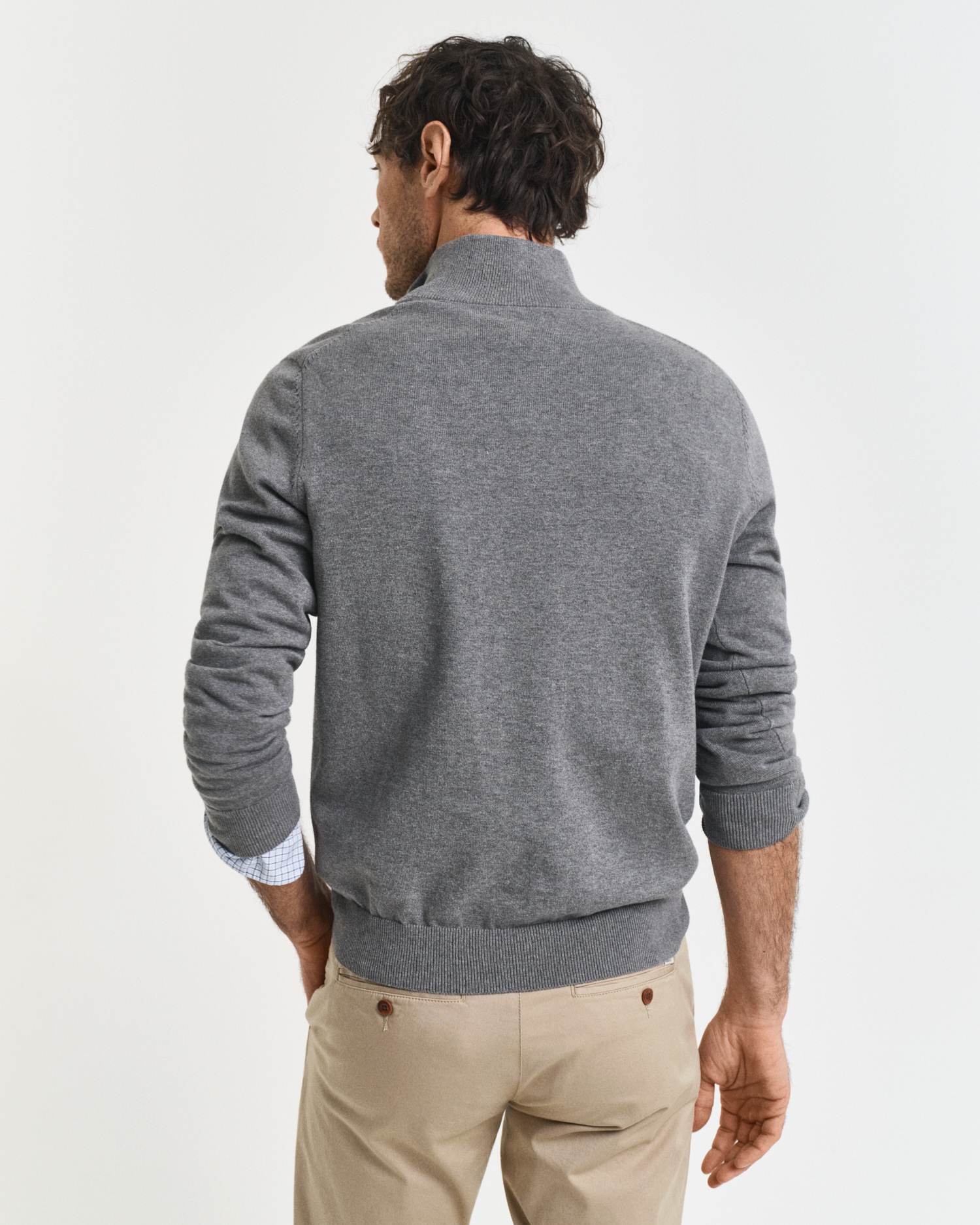 Gant Troyer »CLASSIC COTTON HALF ZIP«, mit gerippten Details
