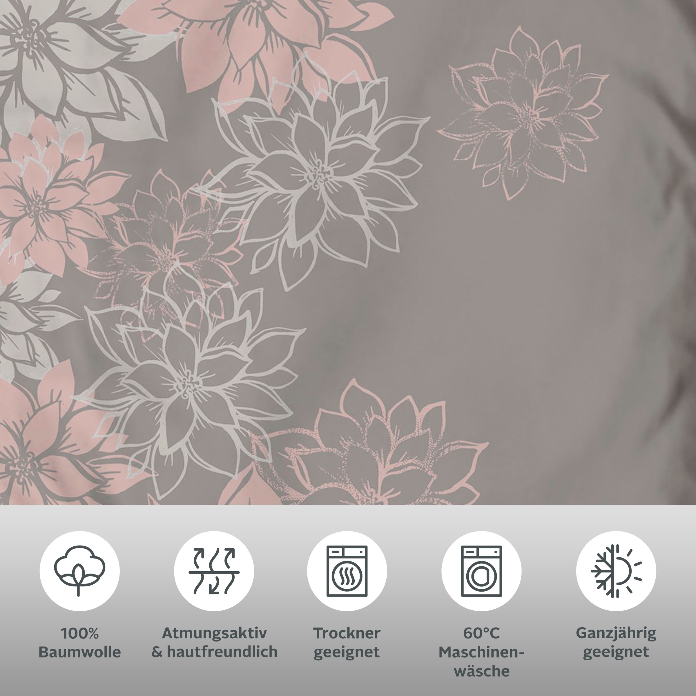 Thumbnail - OTTO home Bettwäsche "Susan in Gr. 135x200 oder 155x220 cm" 2 in verschiedenen Qualitäten, romantische Bettwäsche mit Bl...