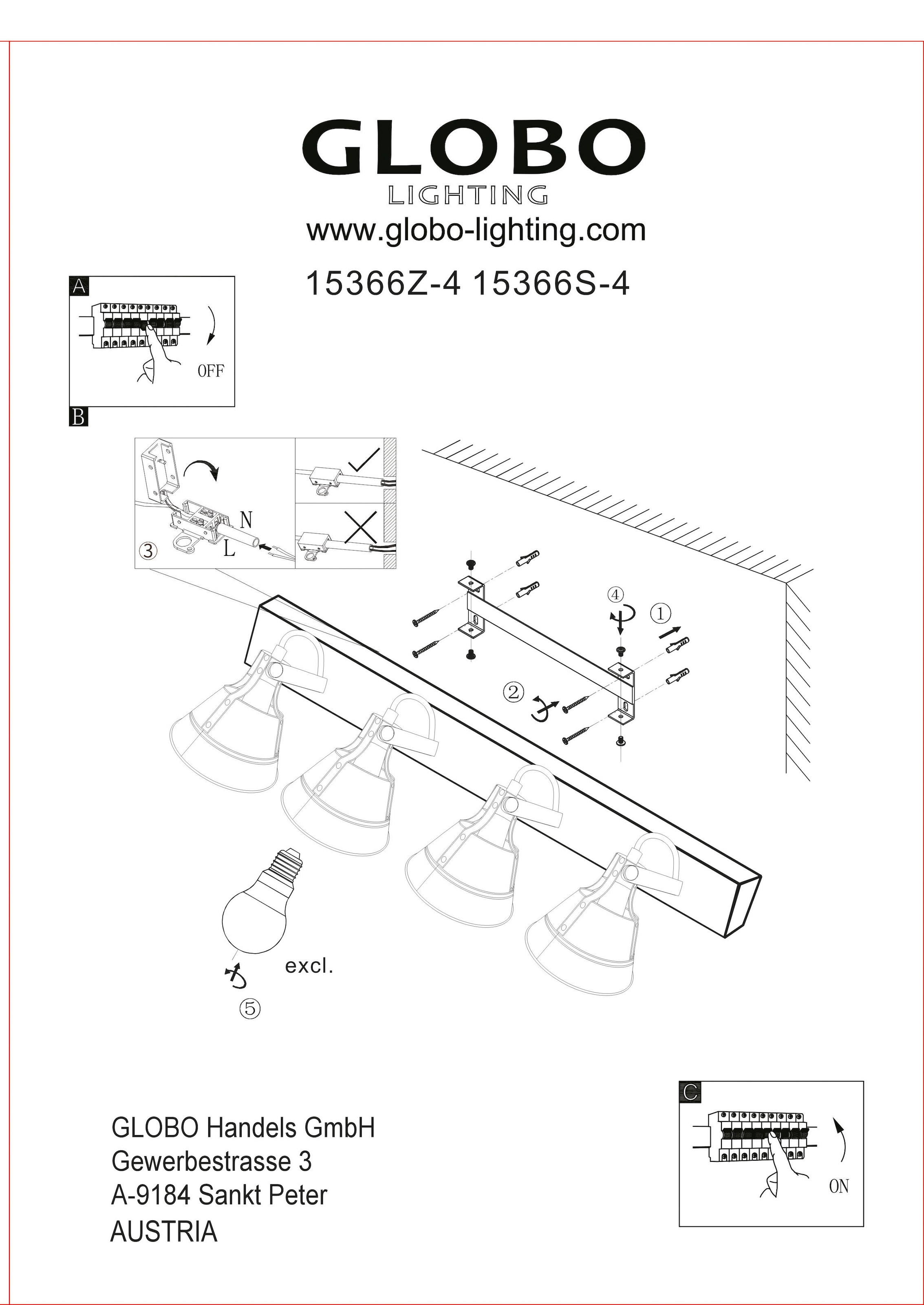 GLOBO LIGHTING Deckenspot »GÜNTHER I« E27 1 Stk. Holz-weiß Strahler mit Metall, zinkfarbener Schirm, E27 4x60W