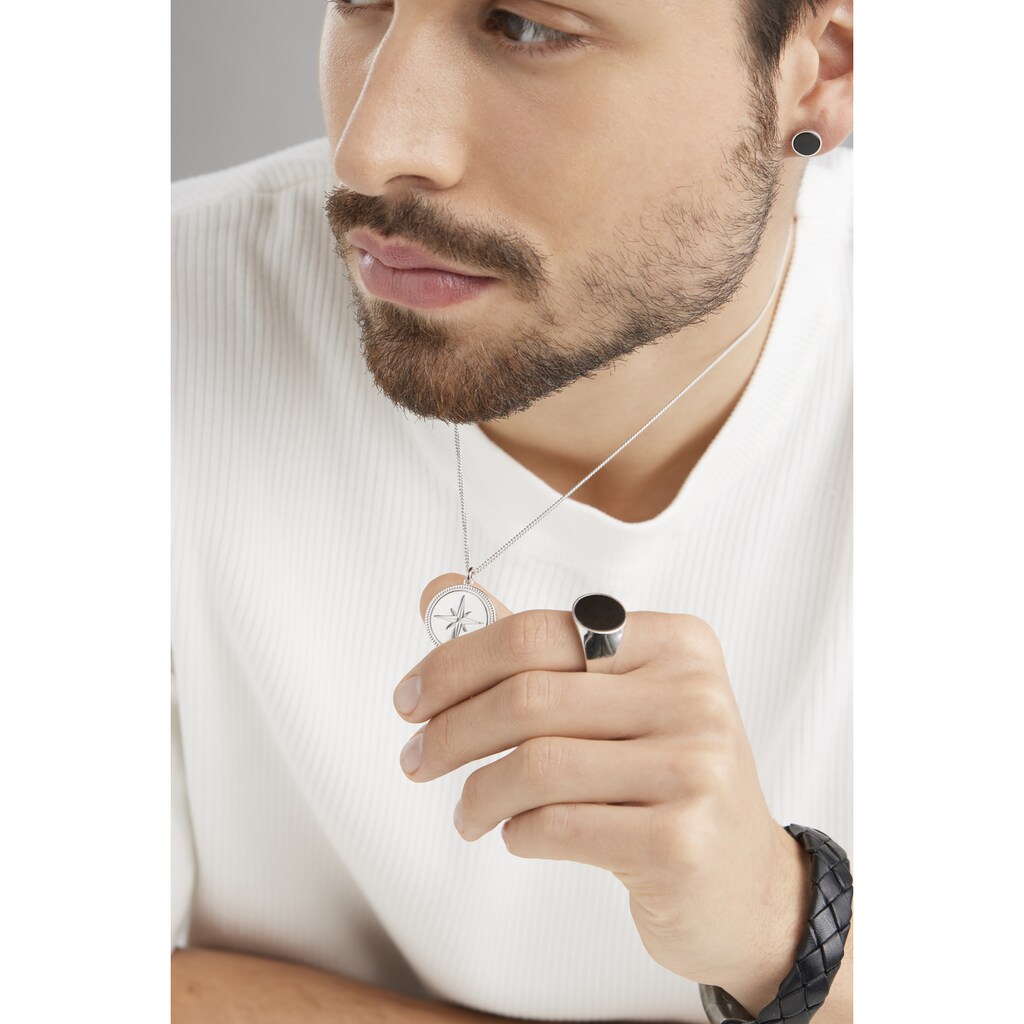 CAÏ Fingerring »925/- Sterling Silber rhodiniert Onyx«