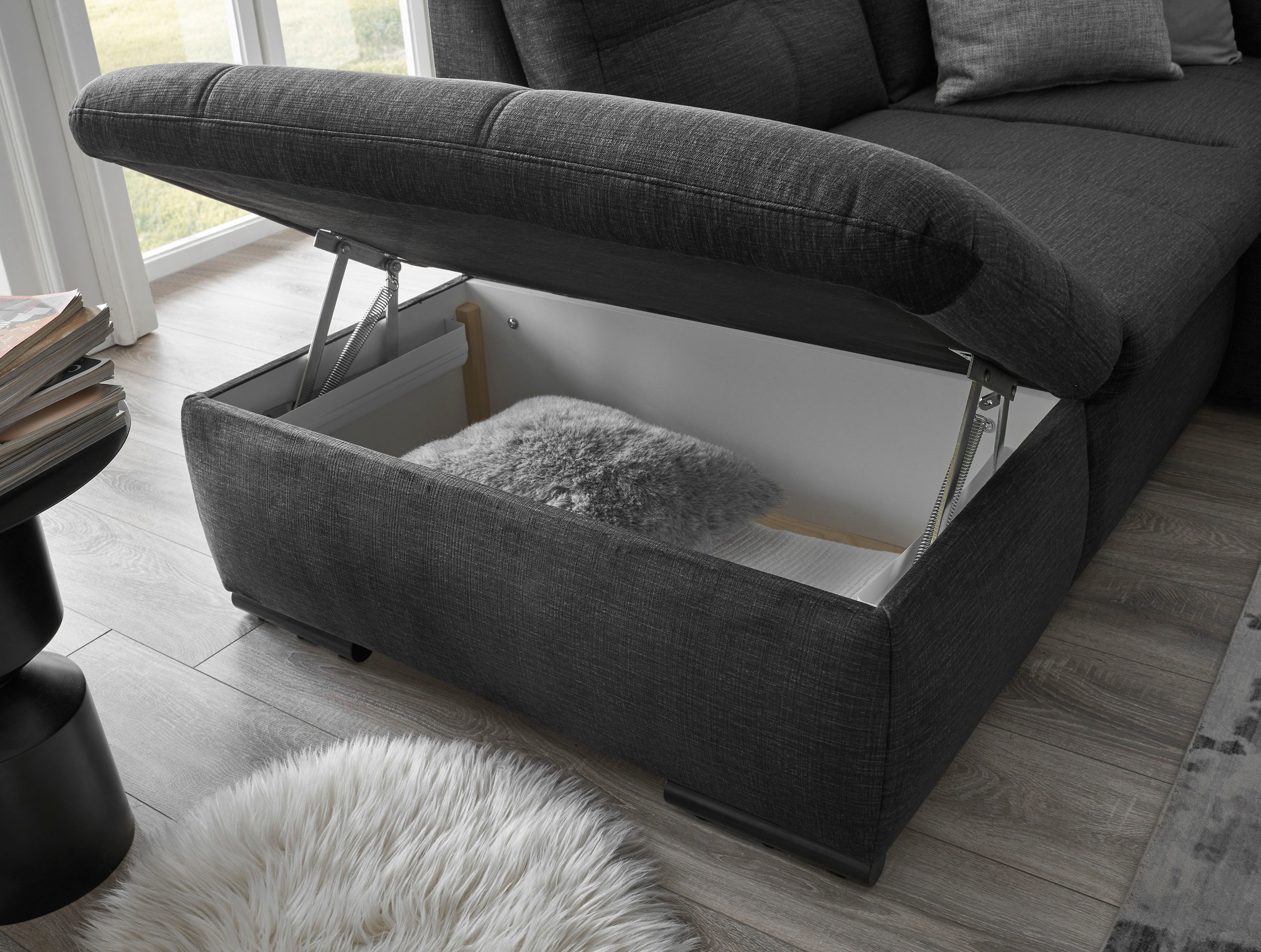 ED EXCITING DESIGN Wohnlandschaft »Alija U-Form«, frei im Raum stellbar, Schlaffunktion, Kopfstützen, Armteilverstellung