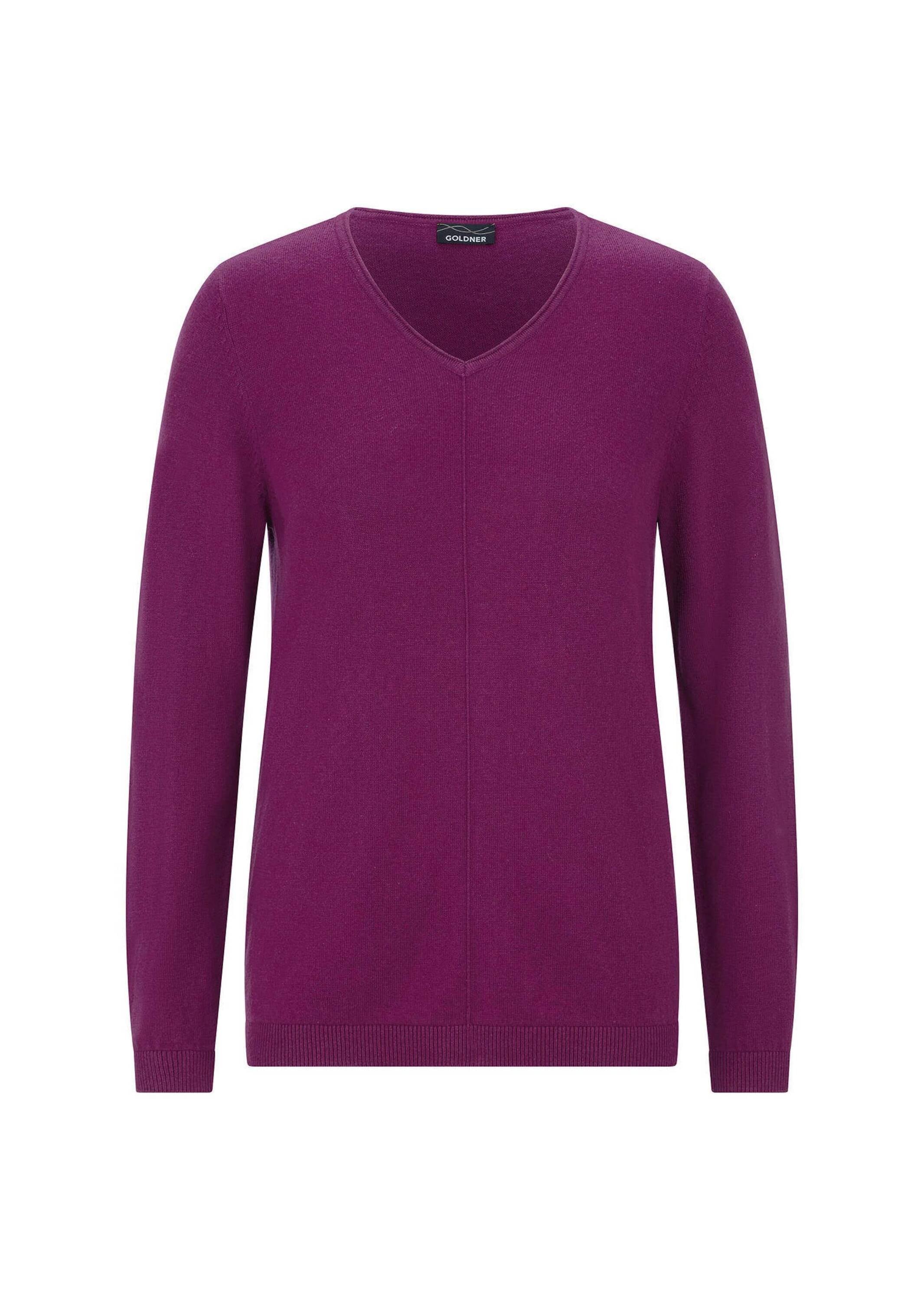 GOLDNER Rundhalspullover "Baumwollpullover mit V-Ausschnitt" mit Kaschmieranteil