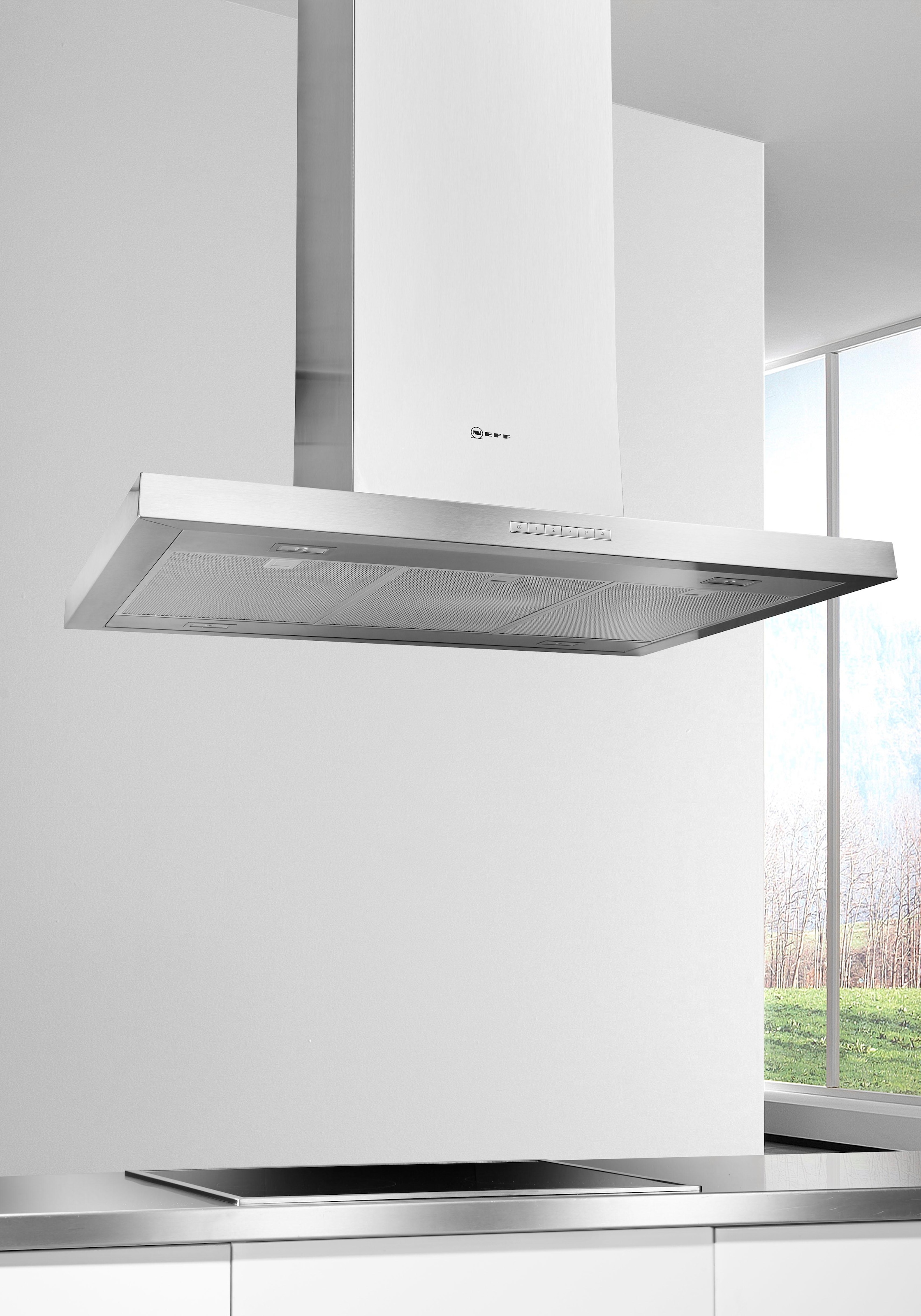 NEFF Inselhaube "I95BBE2N0", B:89,8cm H:104,4cm T:60cm, silber, Dunstabzugshauben, Effektive Intensivstufe für Dunst & helles LED-Licht beim Kochen