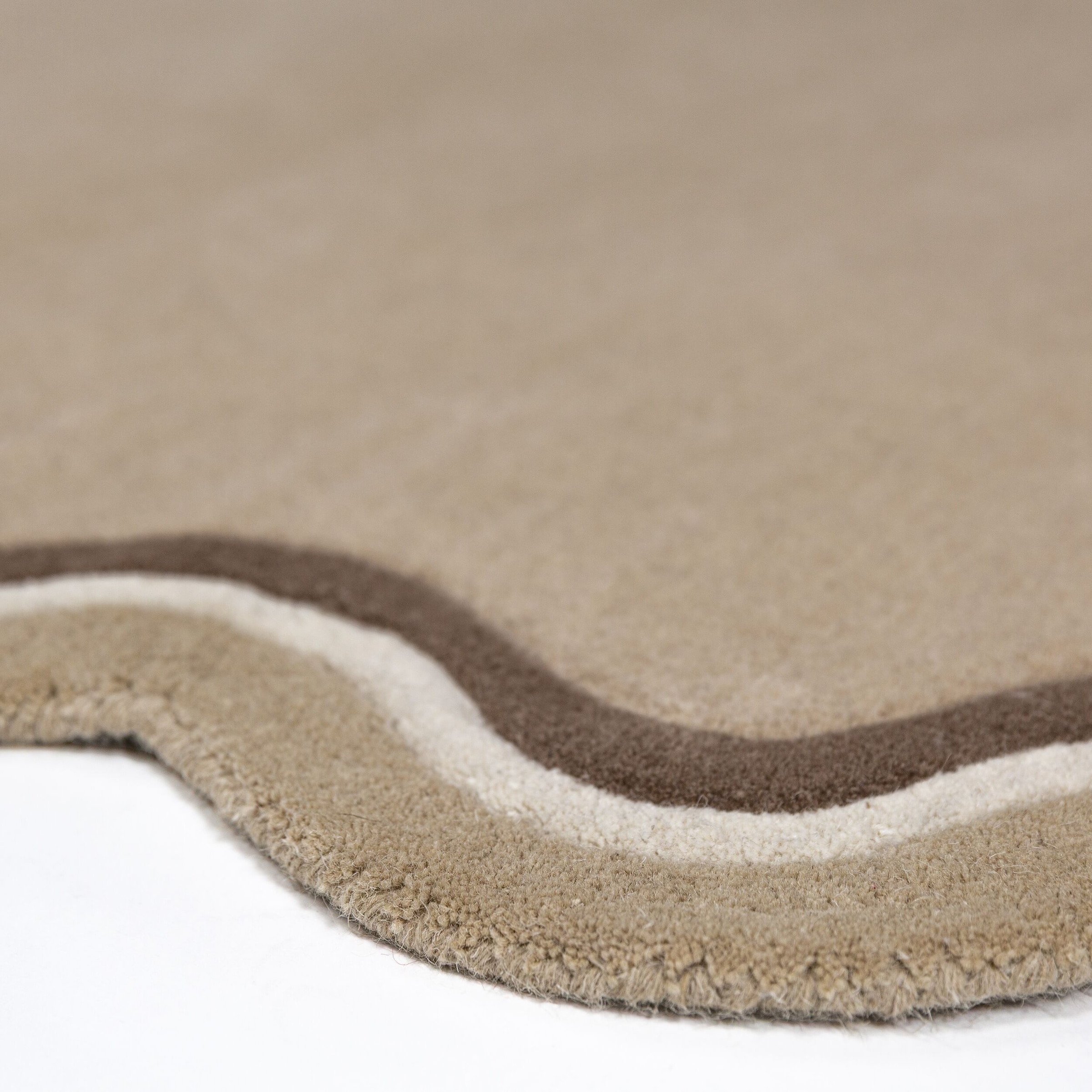 FLAIR RUGS Wollteppich »LEO SCALLOP BORDER« rechteckig 8 mm Höhe Woll Border Teppich, mit Muschelsaumkante