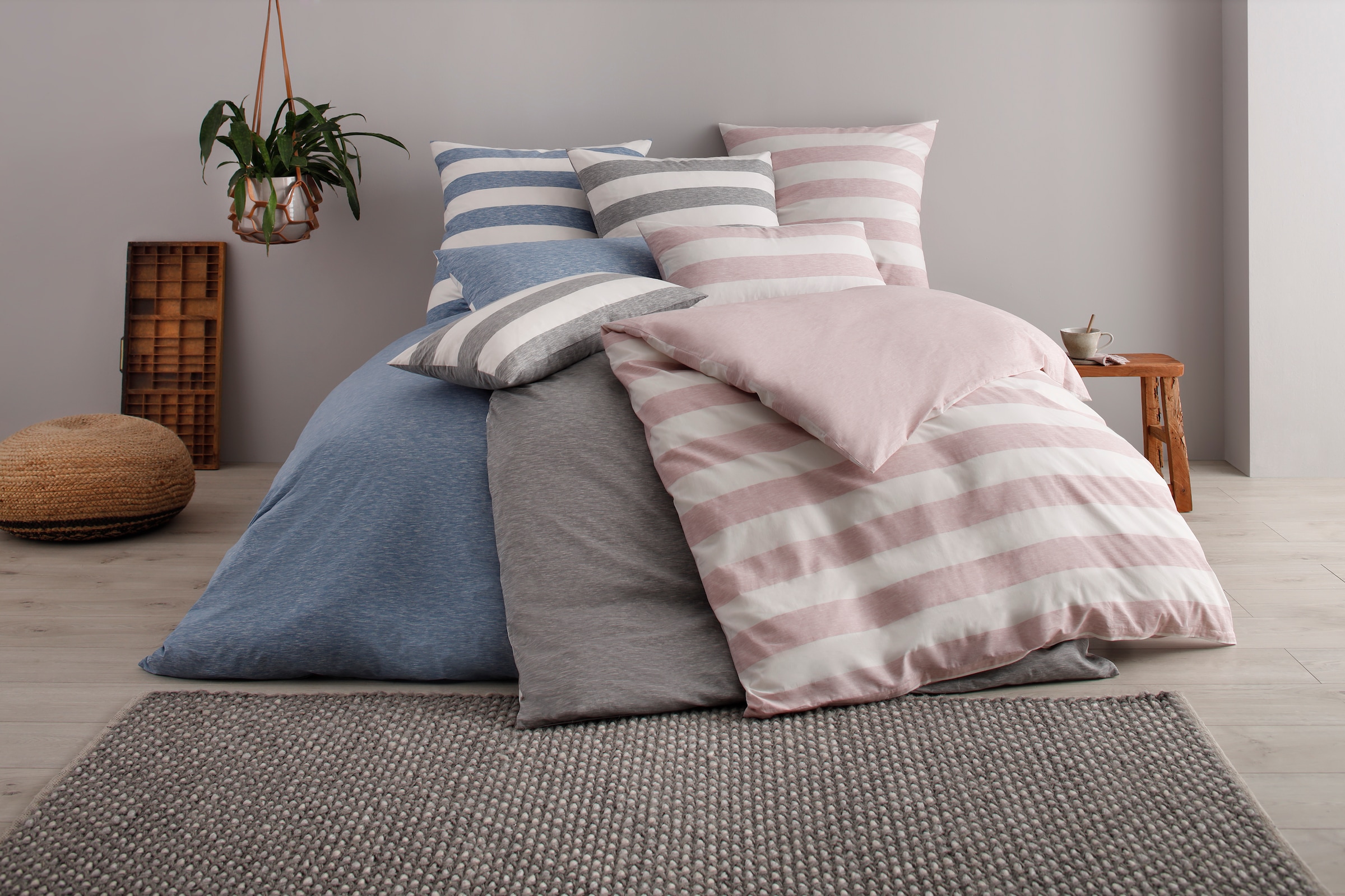 OTTO products Spannbettlaken »Big Stripe in Gr. 90x200, 140x200 oder 180x200 cm«, aus Bio-Baumwolle, für Matratzen bis 30 cm Höhe, Bettlaken