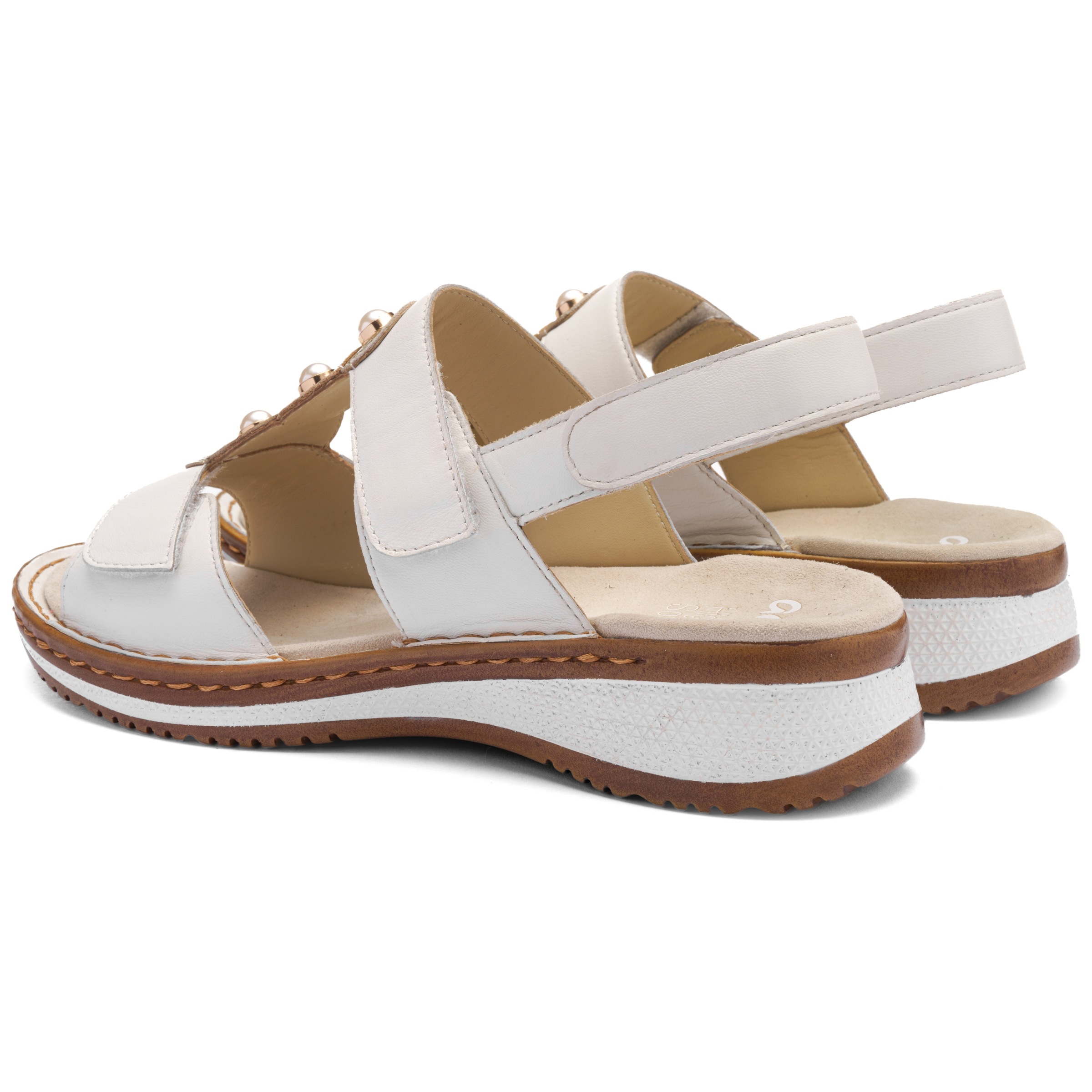 ARA Hawaii Women's Strap Sandal White-Platinum-Silver 38 3