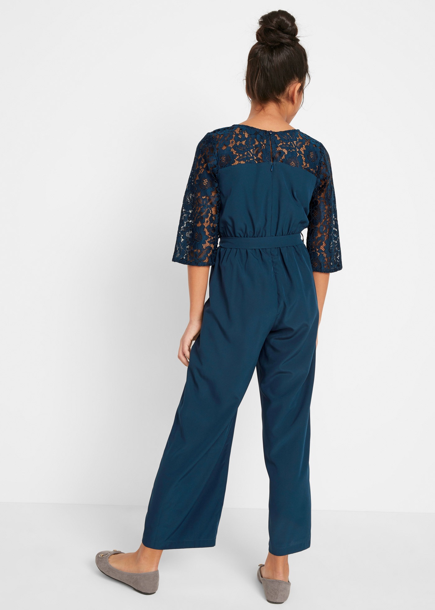 bonprix Jumpsuit 1 für festliche Anlässe, mit Bindegürtel in der Taille, weite Hose