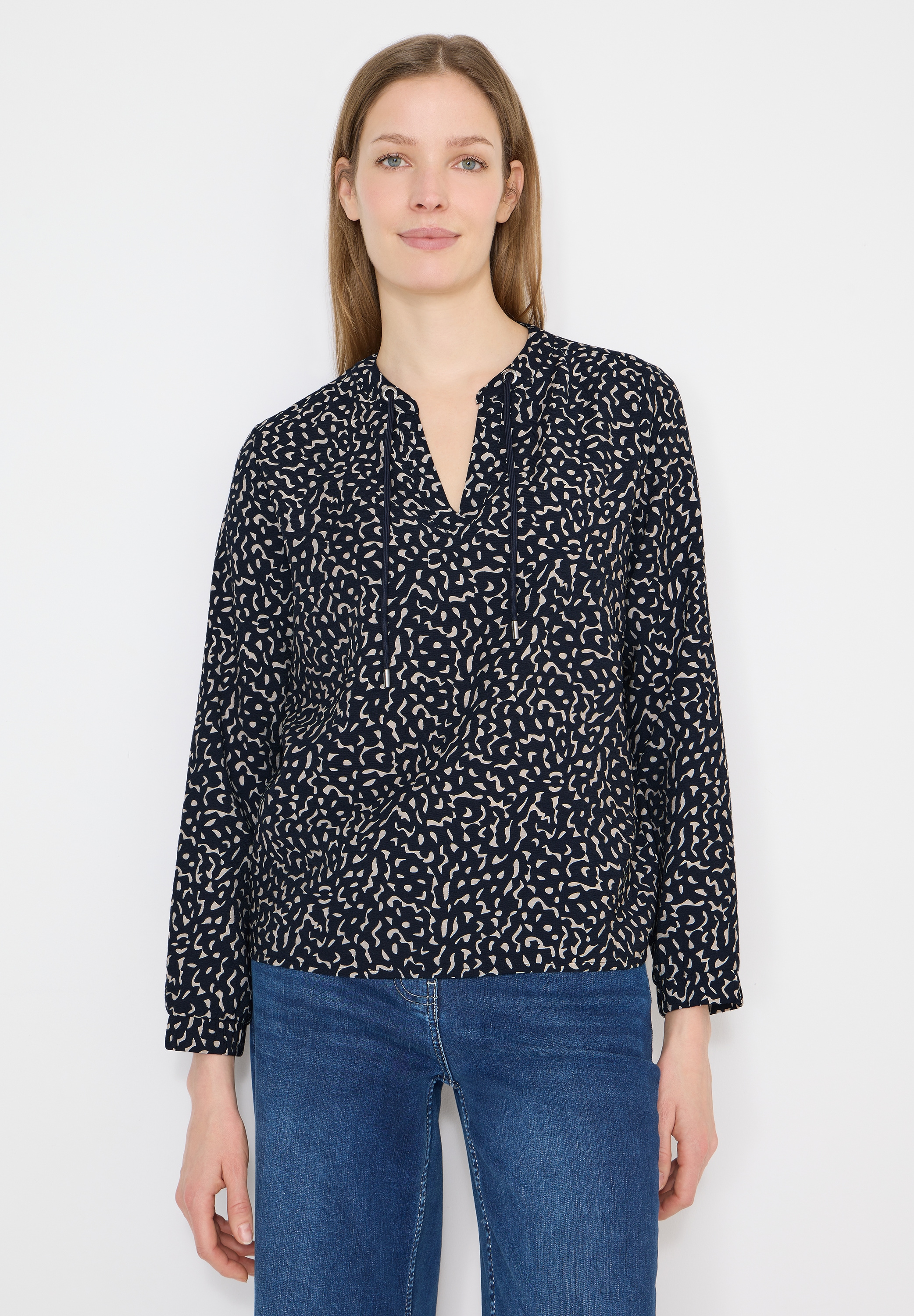 Cecil Langarmbluse mit geschlitztem Rundhalsausschnitt günstig online kaufen