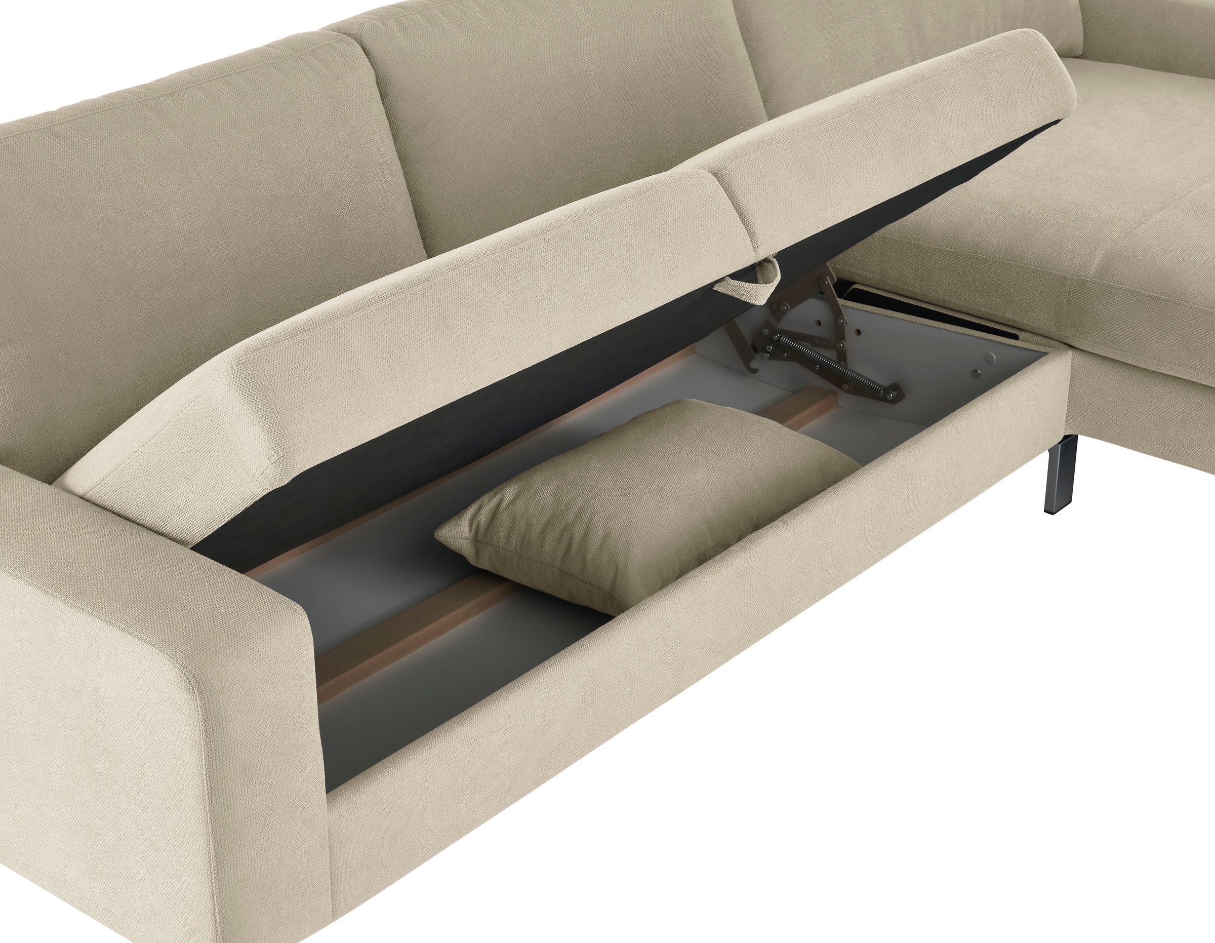3C Candy Ecksofa »Lecce, wahlweise PUR-Schaumstoff oder Tonnentaschenfederkern« Bett im 2,5-Sitzer, teilmotorische Schlaffunktion im Longchair, L-Form