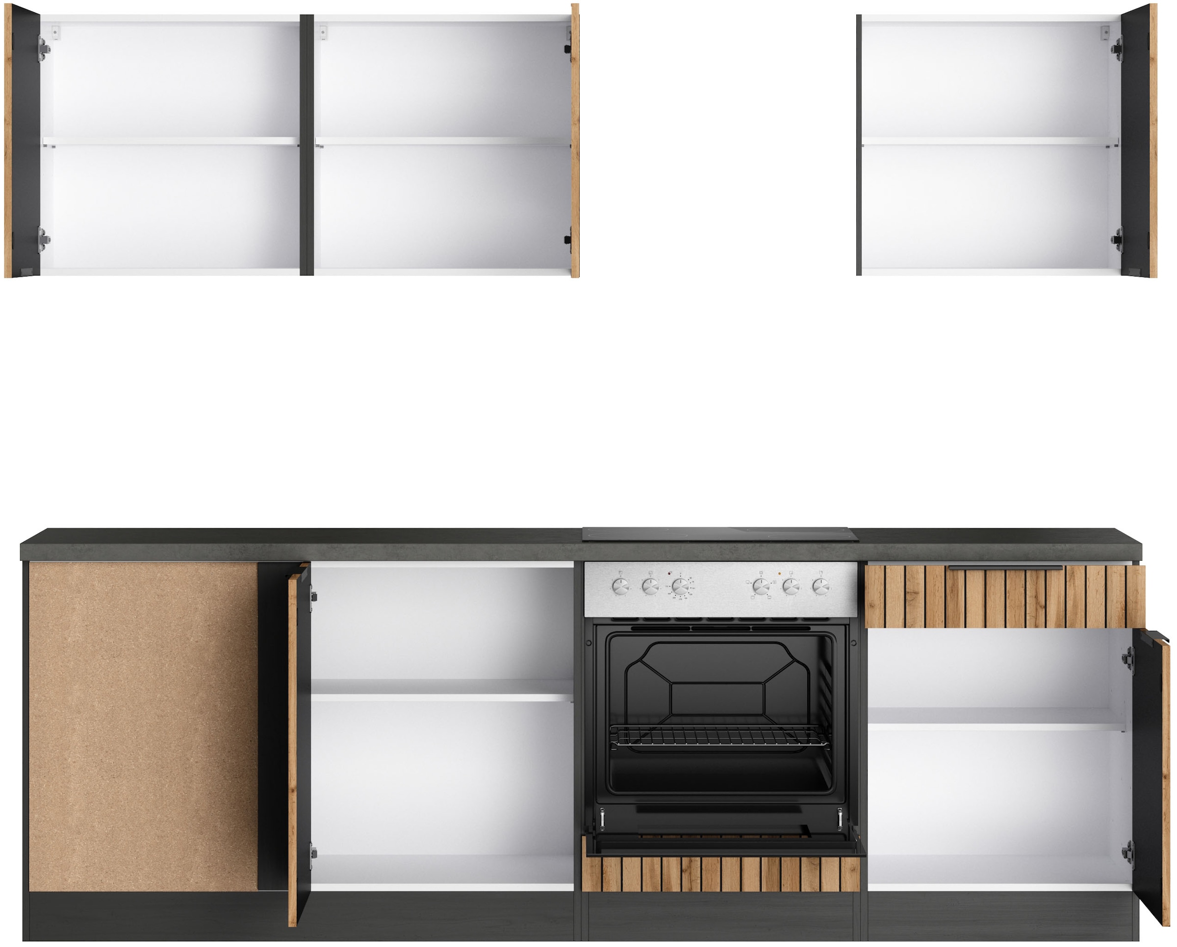KOCHSTATION Winkelküche »KS-Lagos, Stellbreite 240/240 cm«, wahlweise mit E-Geräten und Spüle edelstahl oder schwarz