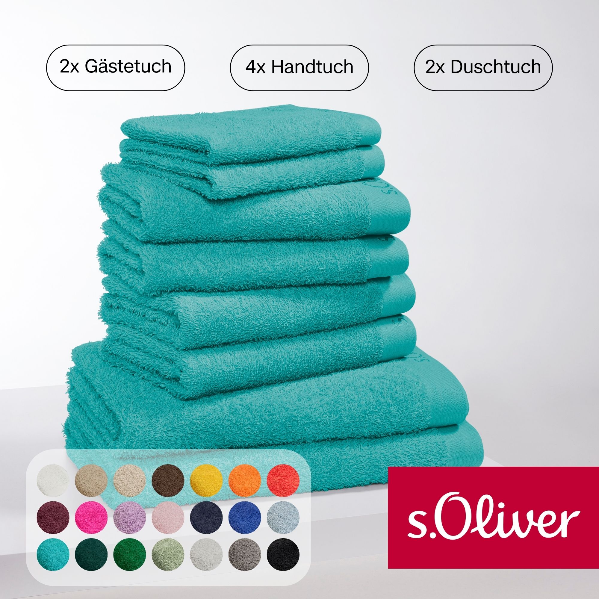 s.Oliver "s.Oliver, Premium Qualität, 600 gr/m²" Set 8 Stk. Walkfrottier 2 Gästetücher 30x50, 4 Handtücher 50x100, 2 Duschtücher 70x140