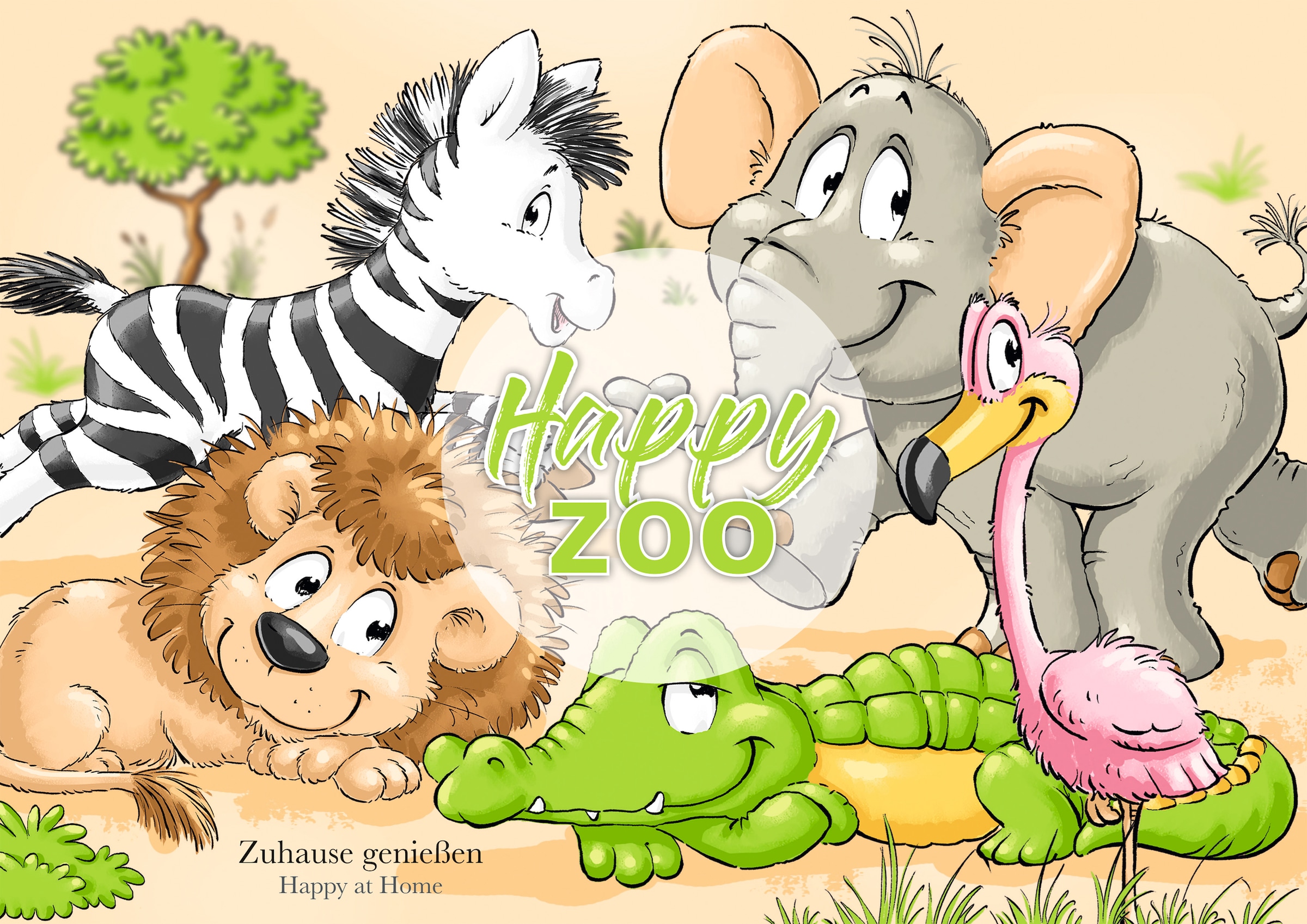 Platzset, »Happy Zoo«, Ritzenhoff & Breker, (Set, 5-St), pflegeleichter Kunststoff, mit Tier-Motiven