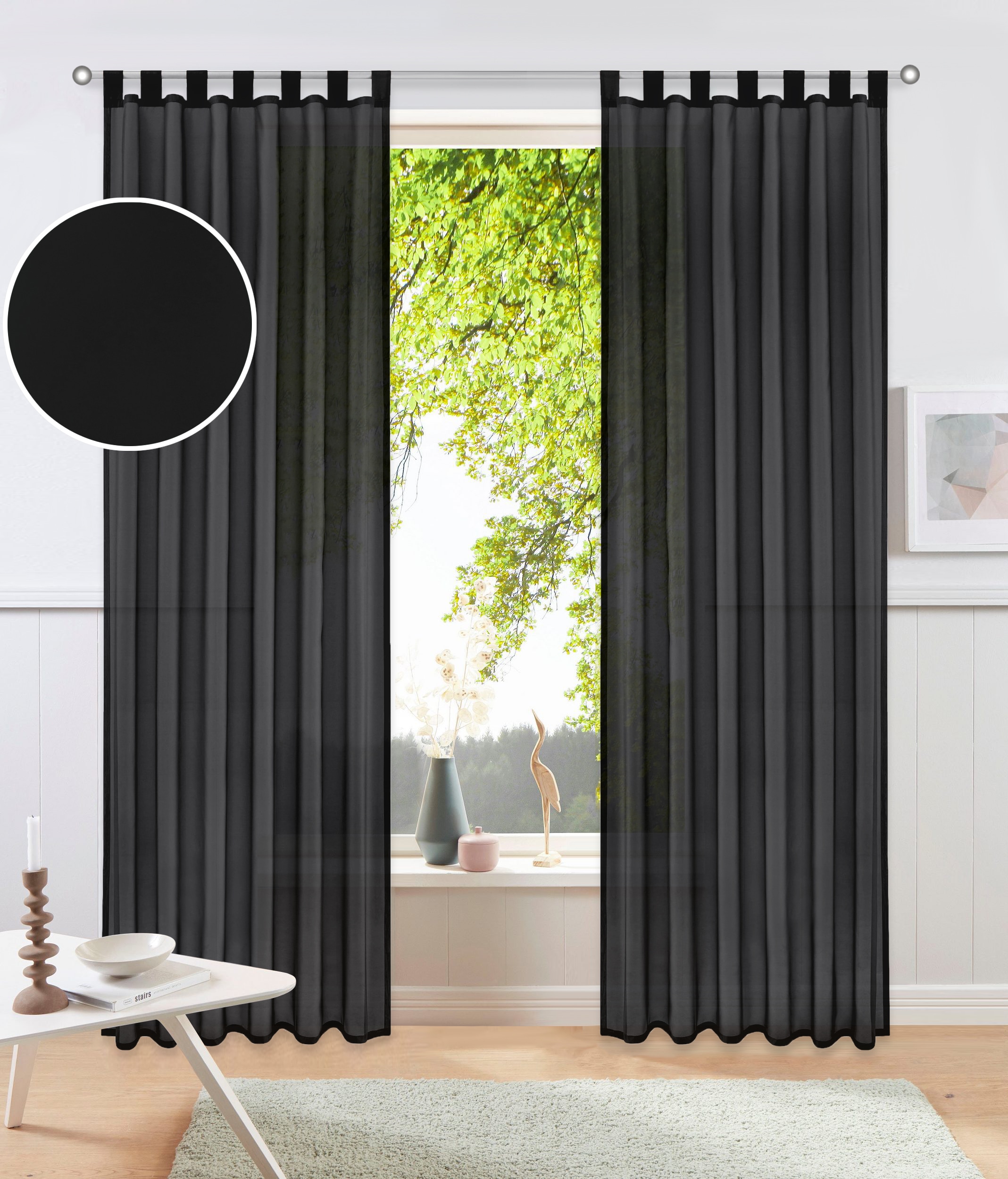 OTTO home Gardine "XANA" Schlaufen 1 Stk. tlg. Bestseller, einfarbig, 1 Schal, pflegeleicht, preiswert