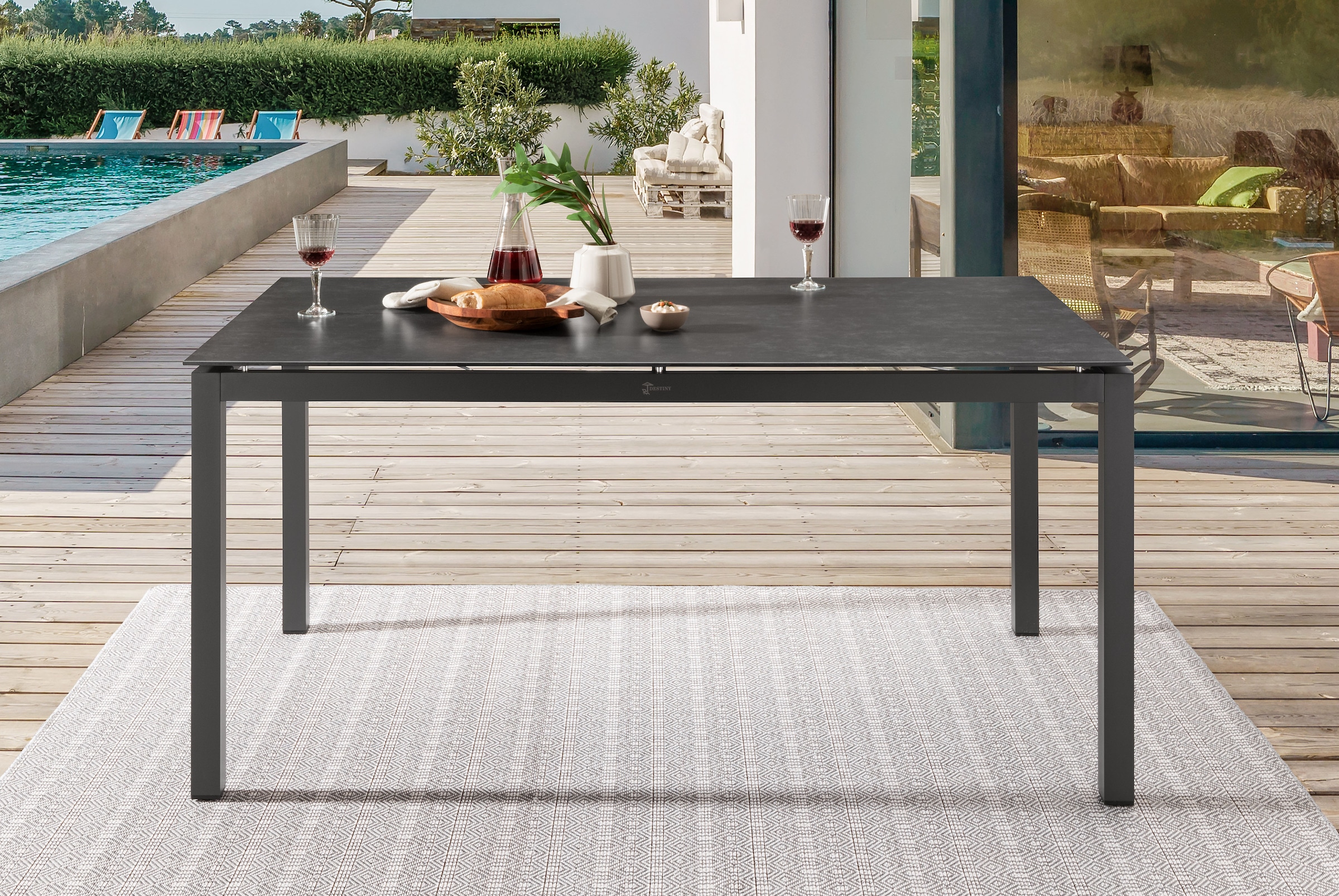 Destiny Garten-Essgruppe »COMO CREMONA Essgruppe 4 Se +  Tisch 160x90cm, grau« Set, 