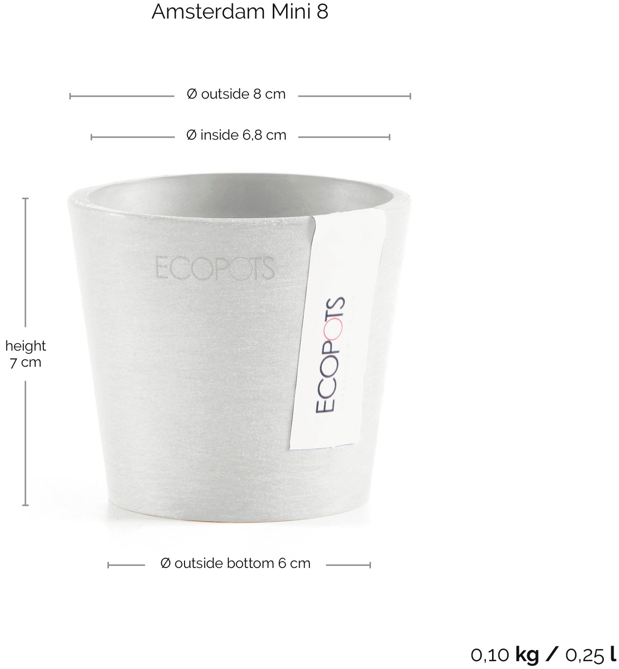 ECOPOTS Blumentopf »Amsterdam Mini 8 Weiß«, für den Innenbereich
