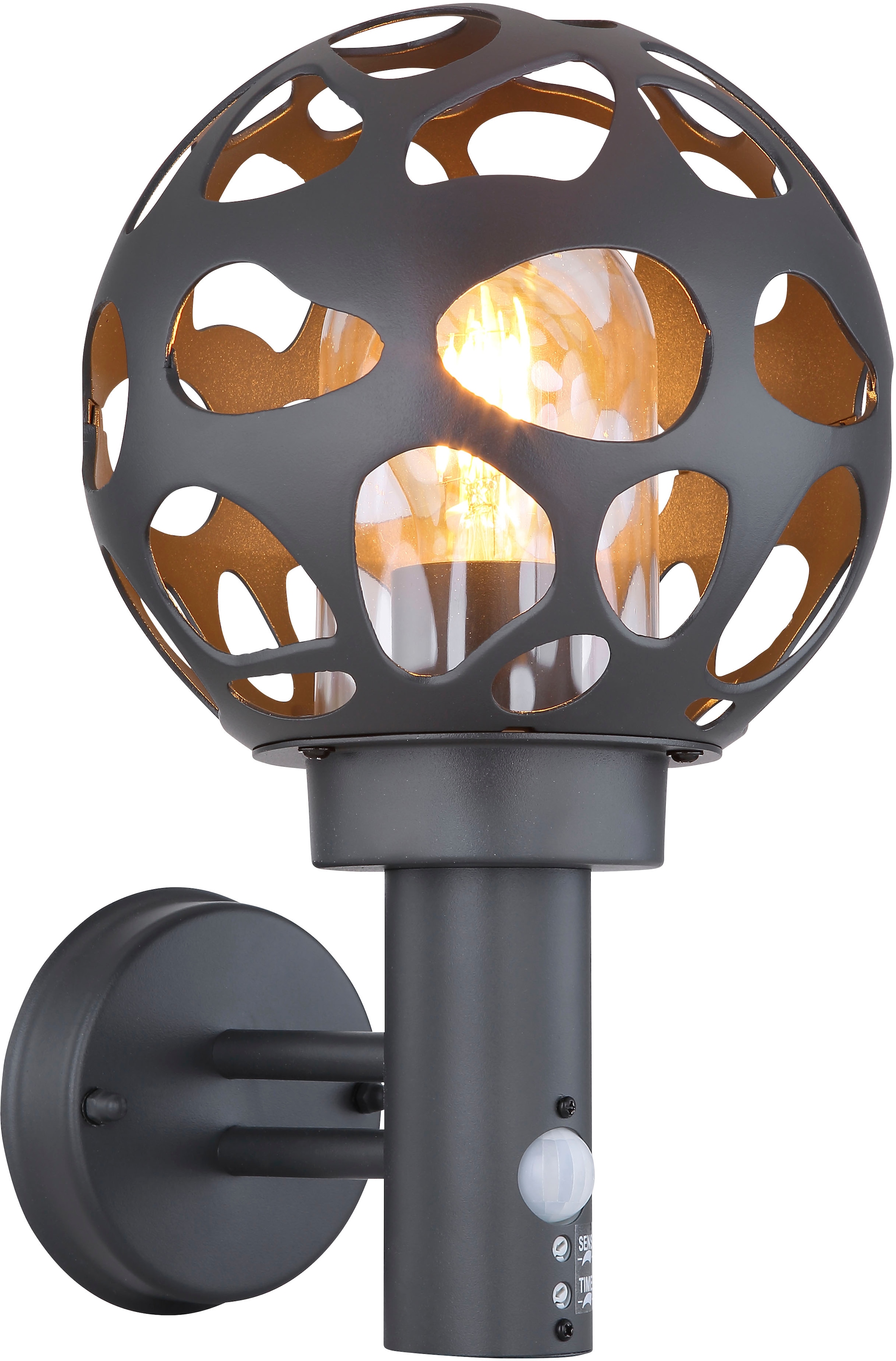 GLOBO LIGHTING Außen-Wandleuchte "HILARIO" E27 1 Stk. Außenleuchte mit Sensor für Garten & Eingang