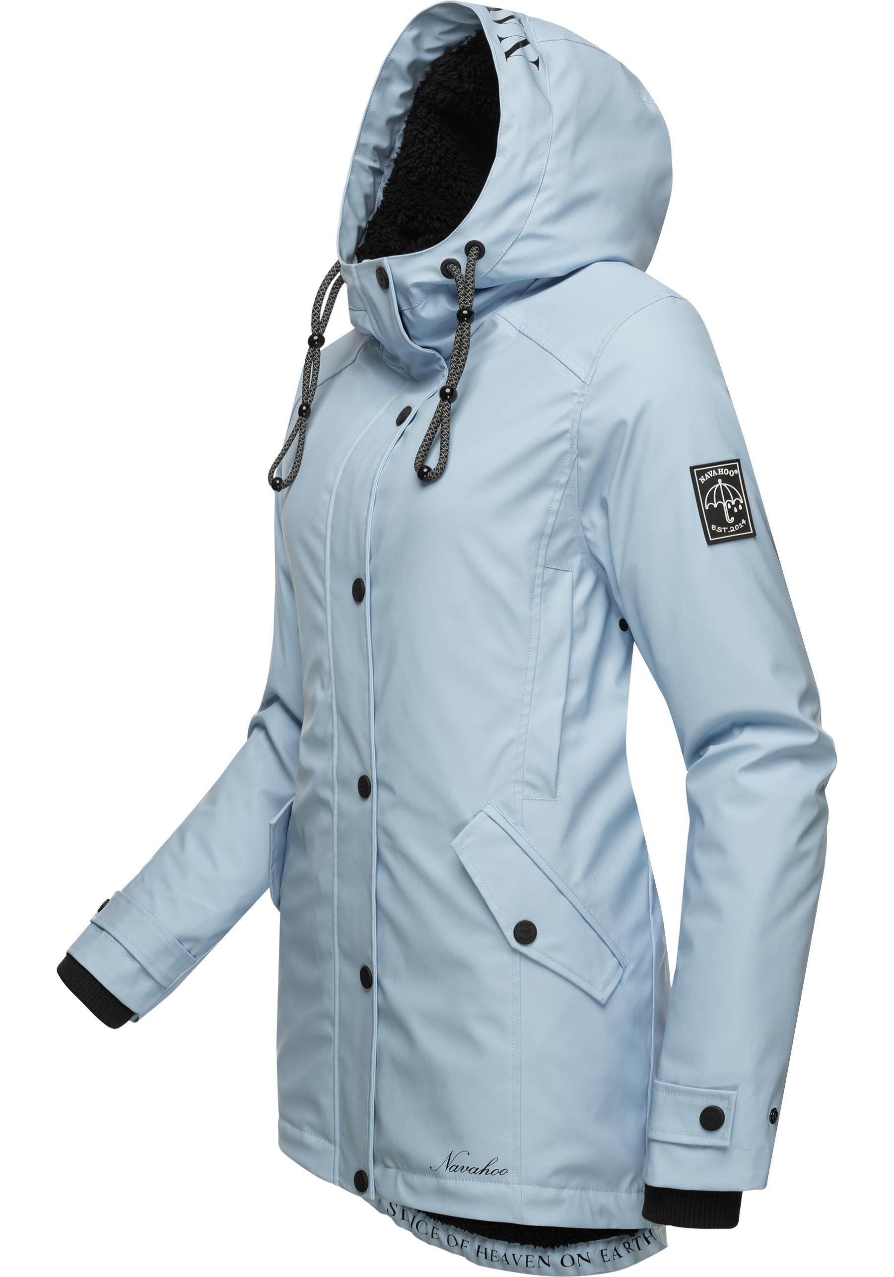 Navahoo Regenjacke "Lindraa" mit Kapuze stylische Outdoorjacke mit Teddyfel günstig online kaufen