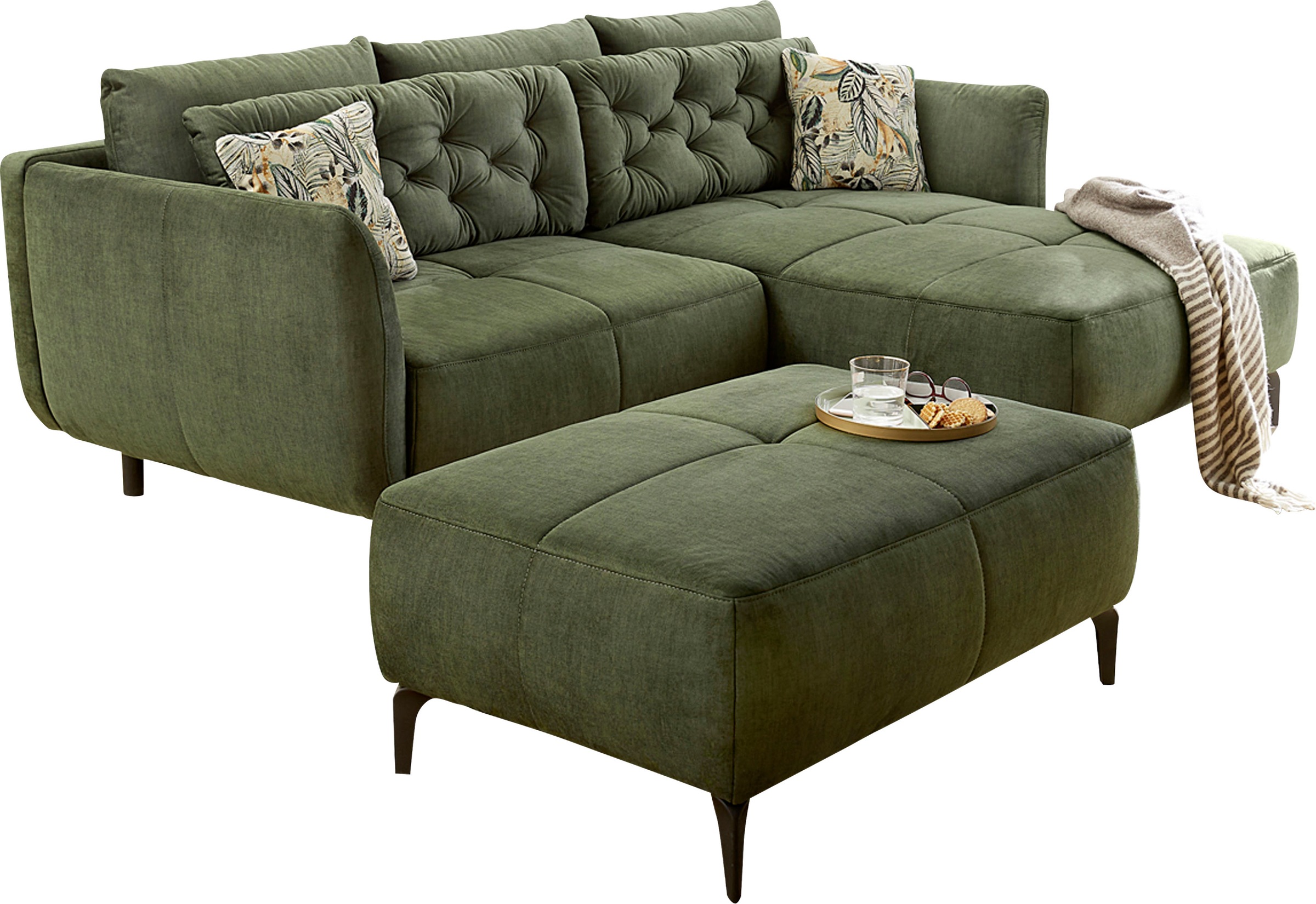 Jockenhöfer Gruppe Hocker "Salo, B: 114 cm" im Retrolook mit Wellenunterfed günstig online kaufen